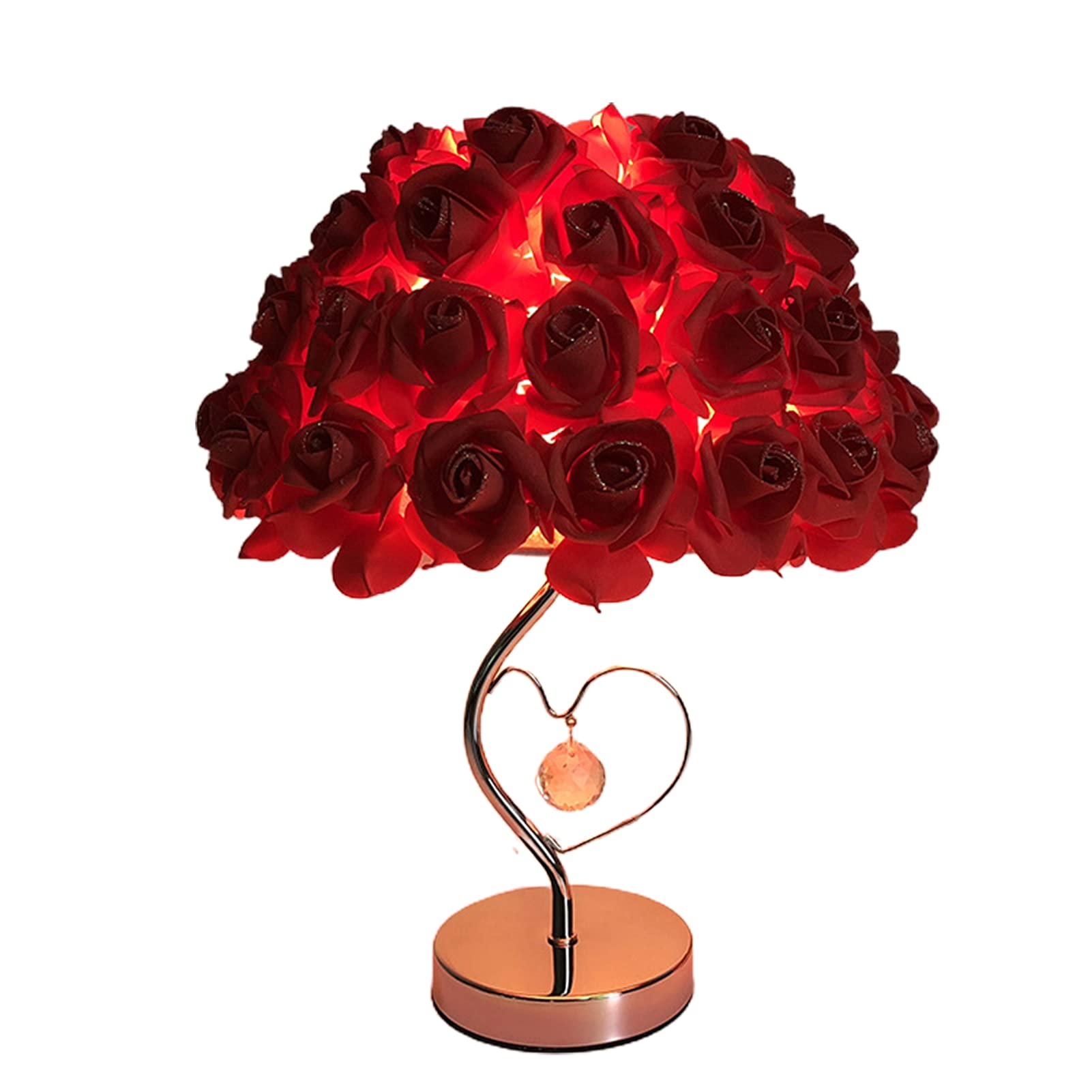 ZTGD Romantic Rose Table Lamp - Eco-Friendly LED Nightstand Light with Heart Design, Perfect for Bedroom, Living Room & Office Decor