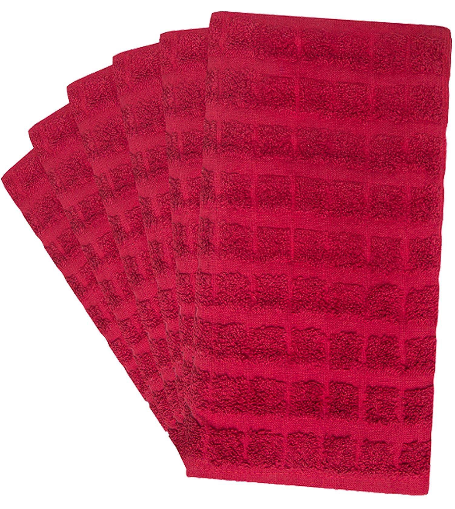 Premium Cotton Kitchen Towels Set (16”x26”, 6 Pack) - Extra Large Absorbent Dish Towels with Checkered Pattern - 400 GSM Tea Towels for Drying Dishes, Hands & Countertops - Ideal for Kitchen, Restaurant & Home Use (Red)