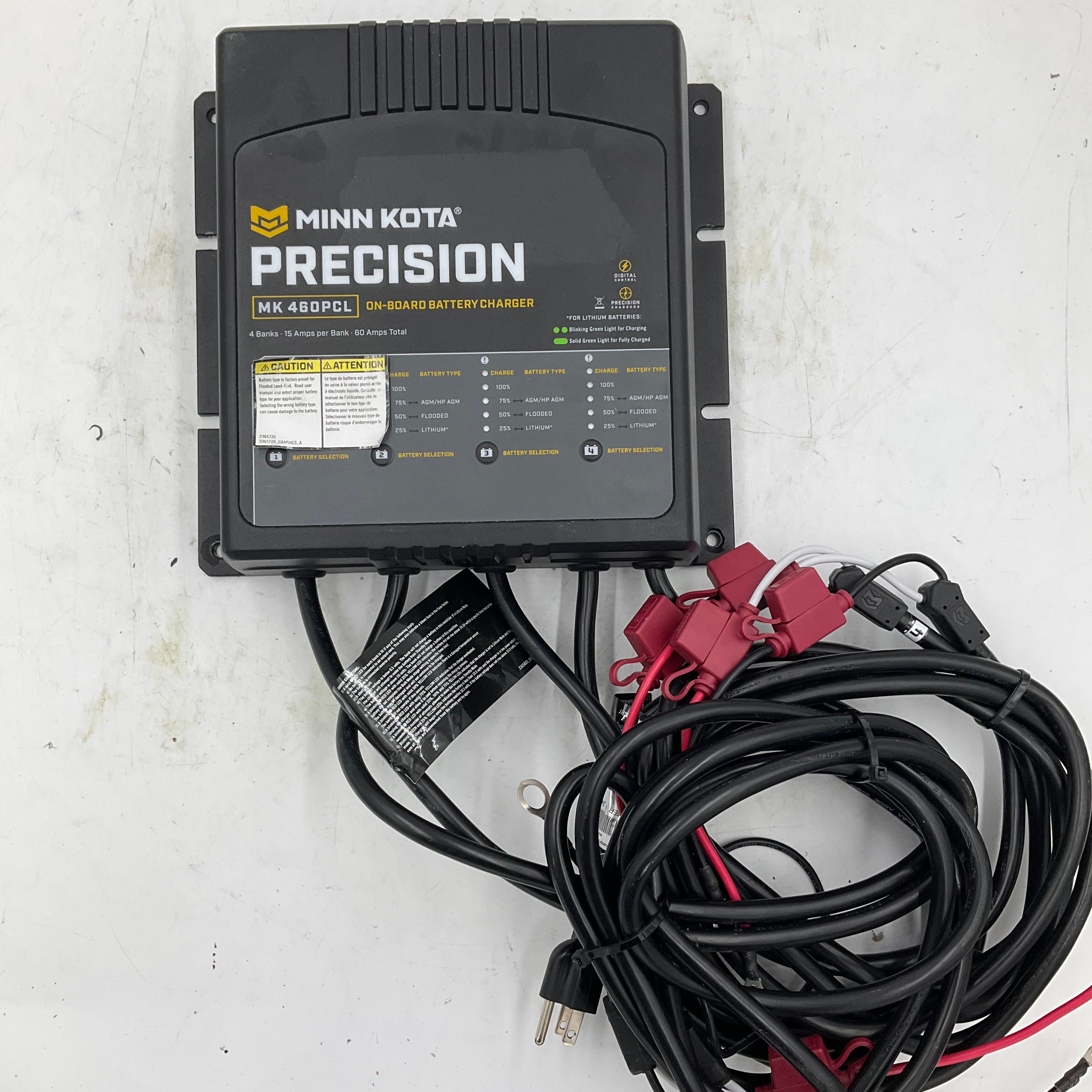 Minn Kota MK460PCL 4-Bank 60A Onboard Marine Battery Charger for Boats - Perfect for Fishing, Trolling & Water Sports