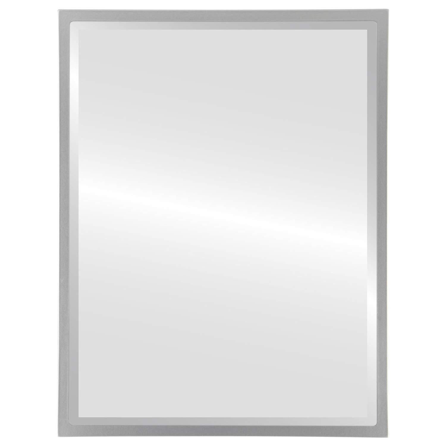 OVALCREST - 13.1x17.1 Inch Rectangle Wooden Beveled Wall Mirror - Silver Spray Finish - London Style Home Decor for Bathroom, Vanity, Bedroom, Living Room & Hallway - Perfect for Makeup, Dressing & Interior Design