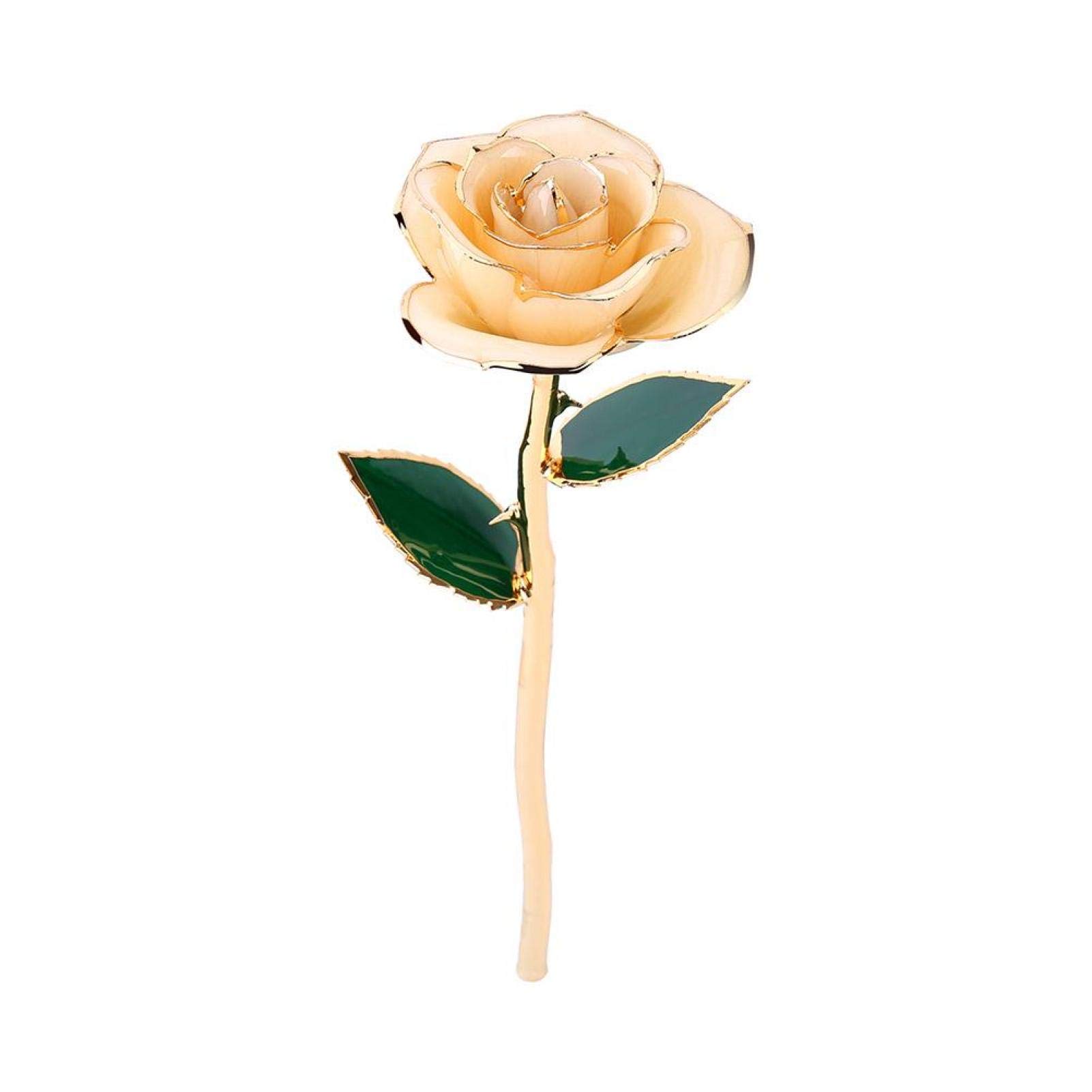 24k Gold Dipped Rose - Real Everlasting Rose with Long Stem & Exquisite Holder, Romantic Valentine's Day Gift for Her, Anniversary & Mother's Day Present - Perfect for Wedding Decor, Anniversary Surprise & Luxury Home Display