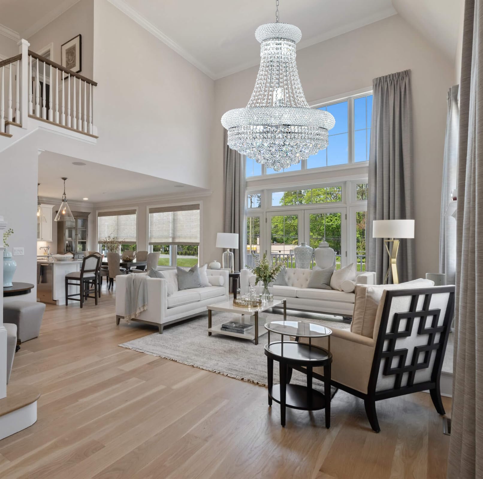 12-Light Chrome Finish Empire Crystal Chandelier - 22
