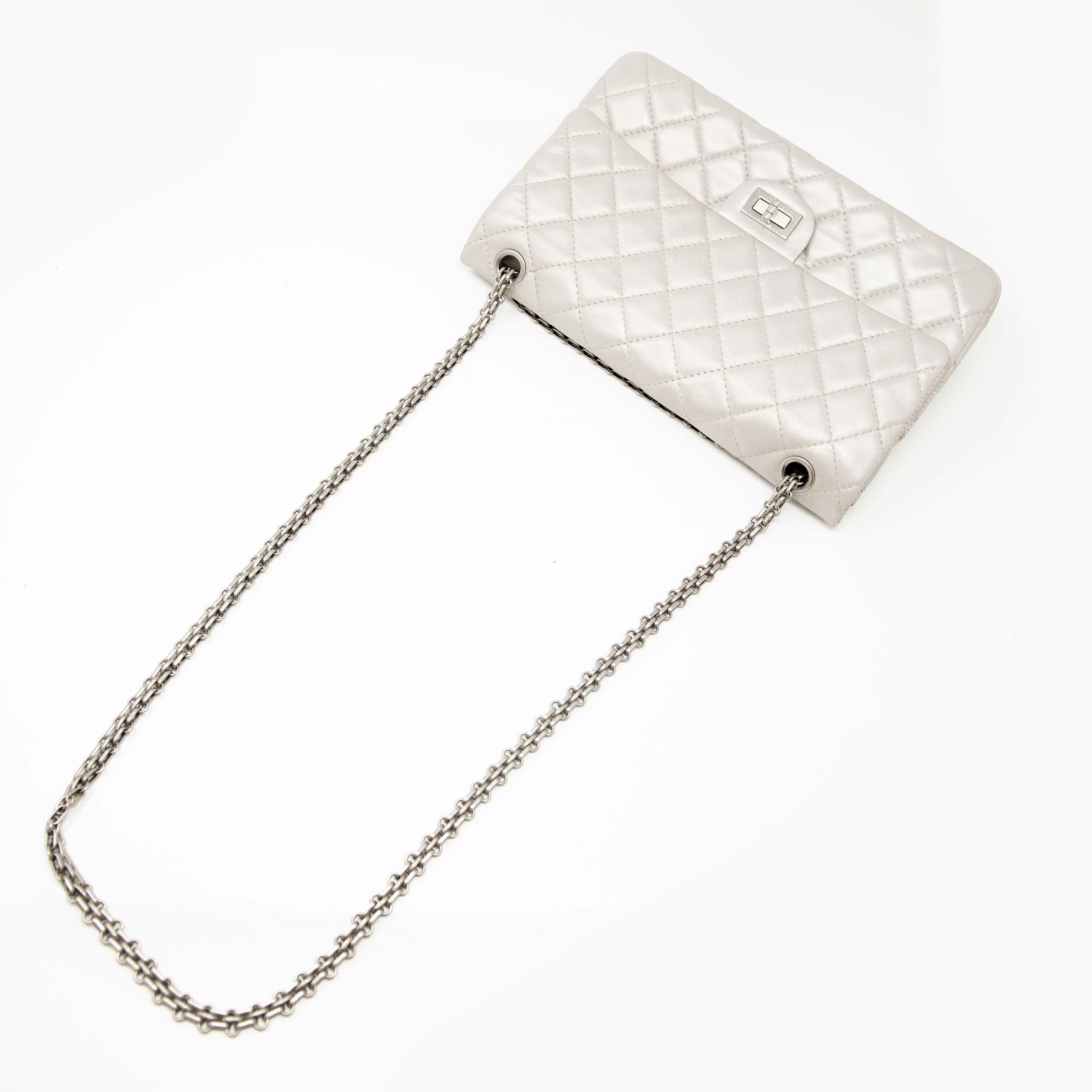 Authentic Chanel Silver 2.55 Reissue 226 Flap Bag - Luxury Designer Handbag for Women | Perfect for Evening Events, Date Nights & Special Occasions