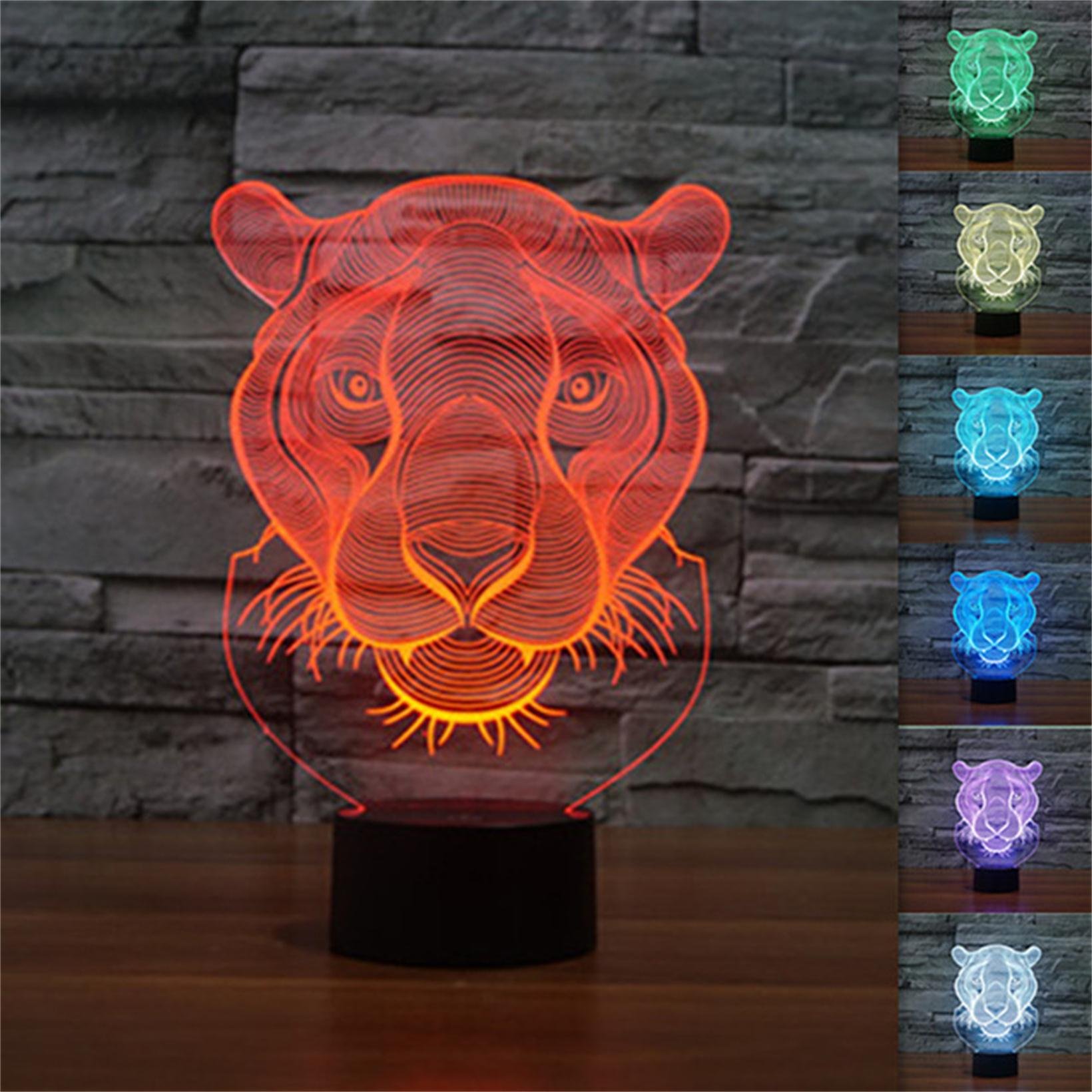 3D LED Night Light Lamp - 7 Color Changing Tiger Table Lamp for Kids Room, Christmas Gift & Home Decor | Perfect for Bedroom, Nursery, Party & Holiday Decorations