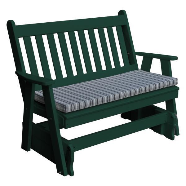 A & L Furniture Poly Traditional English Glider - Classic Rocking Chair for Nursery, Porch & Living Room - Comfortable Patio & Indoor Seating for Relaxation & Nursing