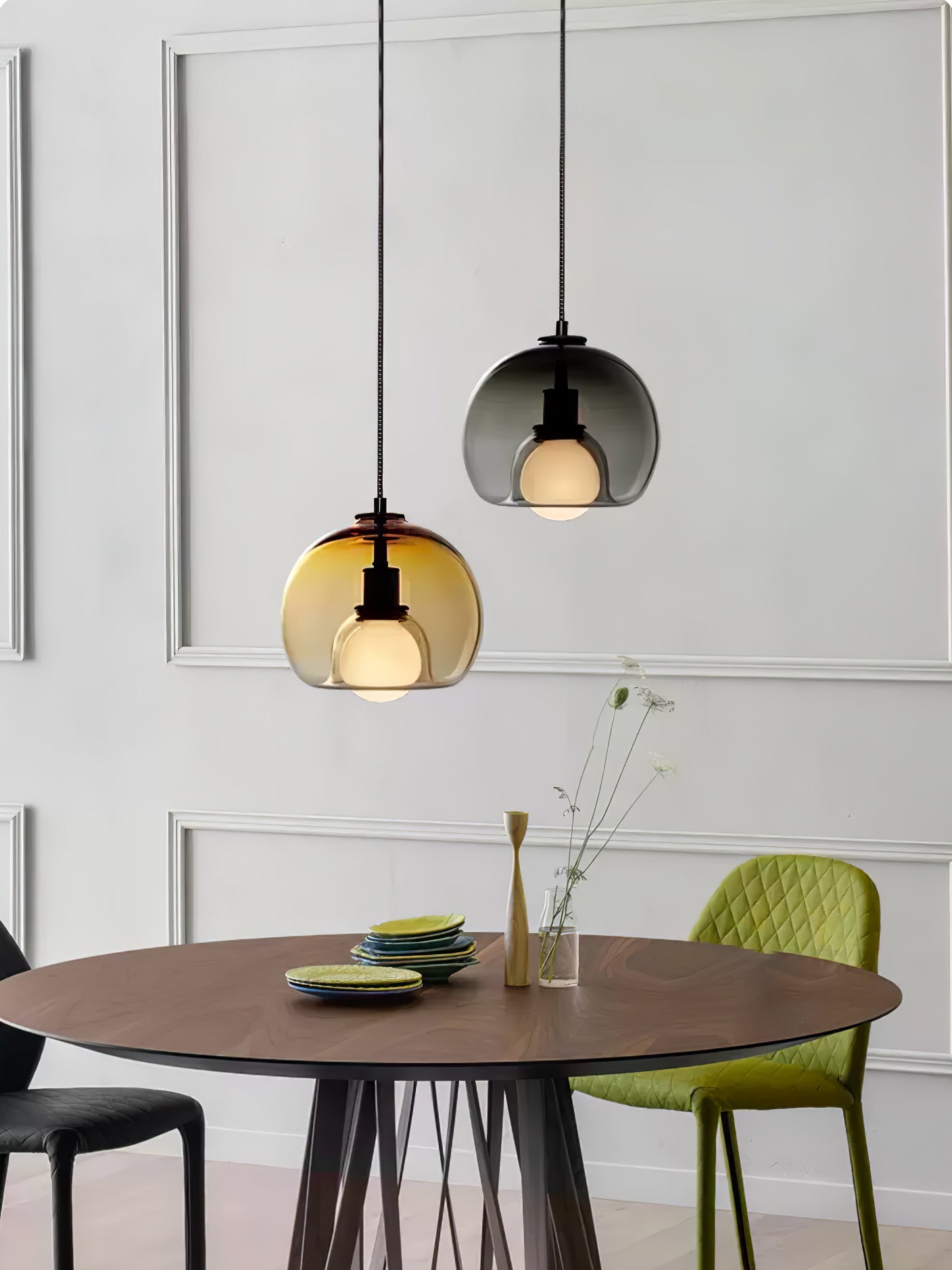 Elegant Eres Pendant Light - Modern Hanging Chandelier for Dining Room, Kitchen Island & Bedroom - Dimmable LED Ceiling Light Fixture with Adjustable Height