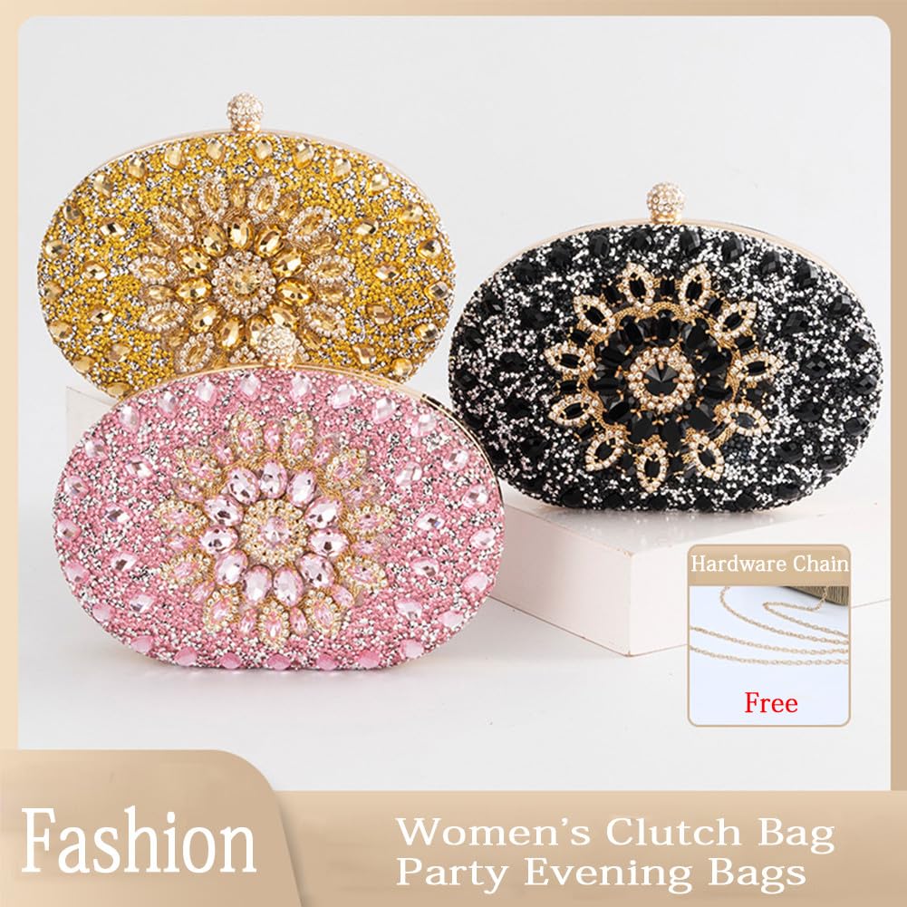 **Hixingo Women's Glitter Clutch Bag for Party Wedding Evening - Small Handbag Wristlet Purse with Wallet (Black, 21x13x5cm) - Perfect for Bridal, Prom, Cocktail & Formal Events**