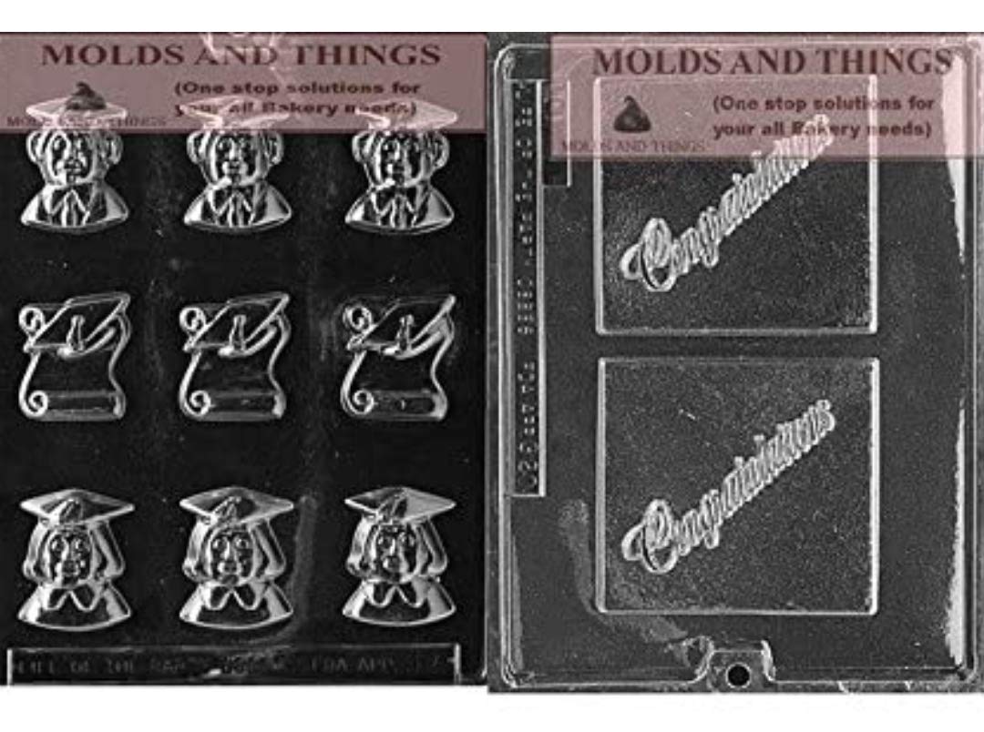 Bite Size Graduate Chocolate Candy Mold - Congratulation Grad Chocolate Candy Mold with Copyrighted Molding Instructions - Perfect for Graduation Parties, DIY Candy Gifts & School Celebrations