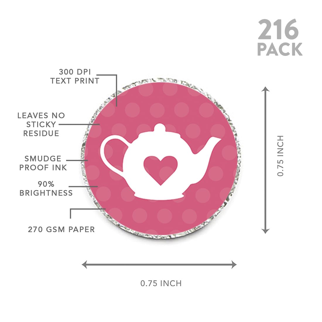 Andaz Press Chocolate Drop Labels Stickers - 216-Pack for Baby Showers, Tea Parties, Birthday Favors, Gifts & Decorations - Perfect for Candy Wrappers, Treat Bags & Party Supplies