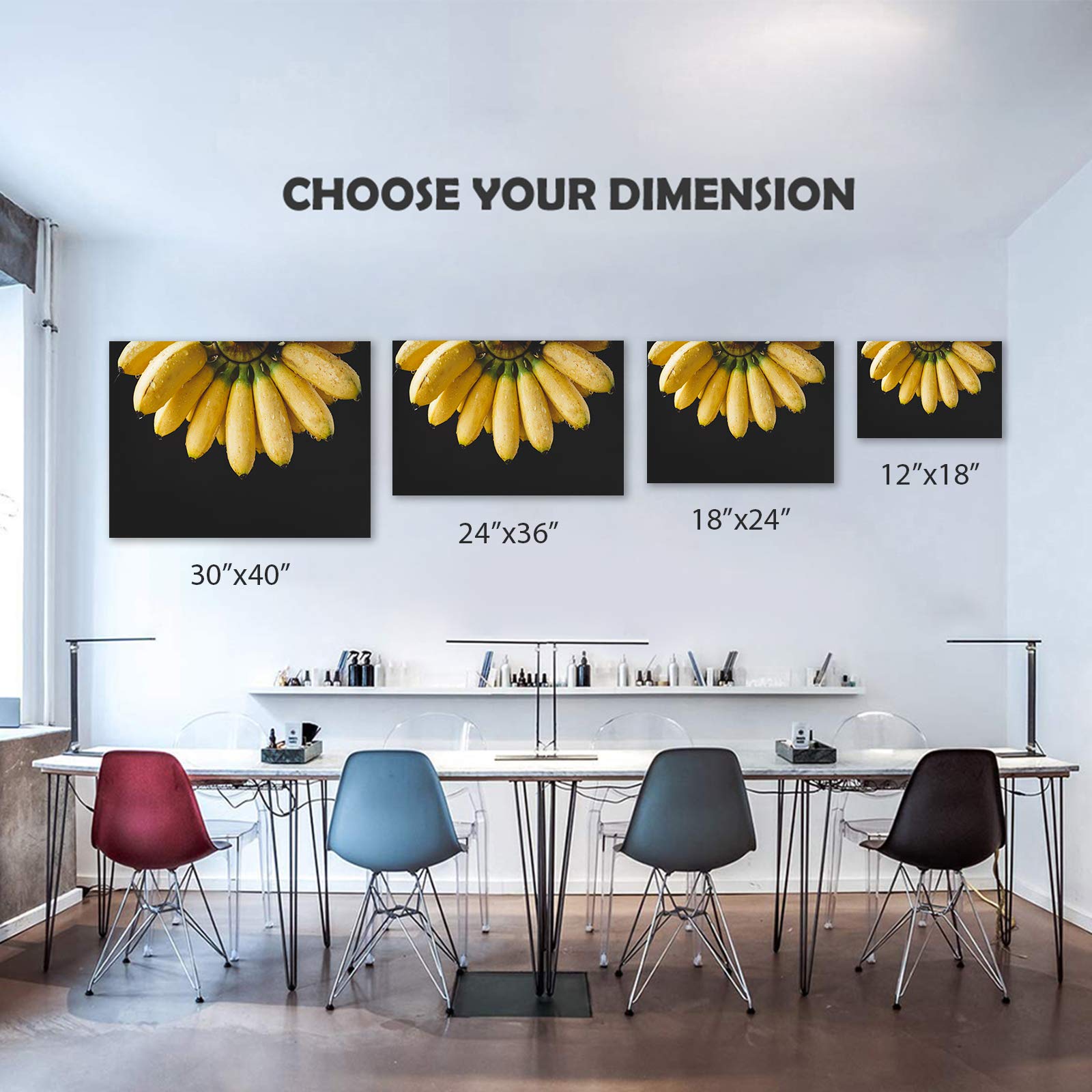 GUTTATY Banana Fruit Canvas Wall Art - 28x40 Inch Framed Kitchen Decor, Ready to Hang Painting for Dining Room, Restaurant & Home Decoration | Perfect for Farmhouse, Modern & Tropical Interior Design Styles