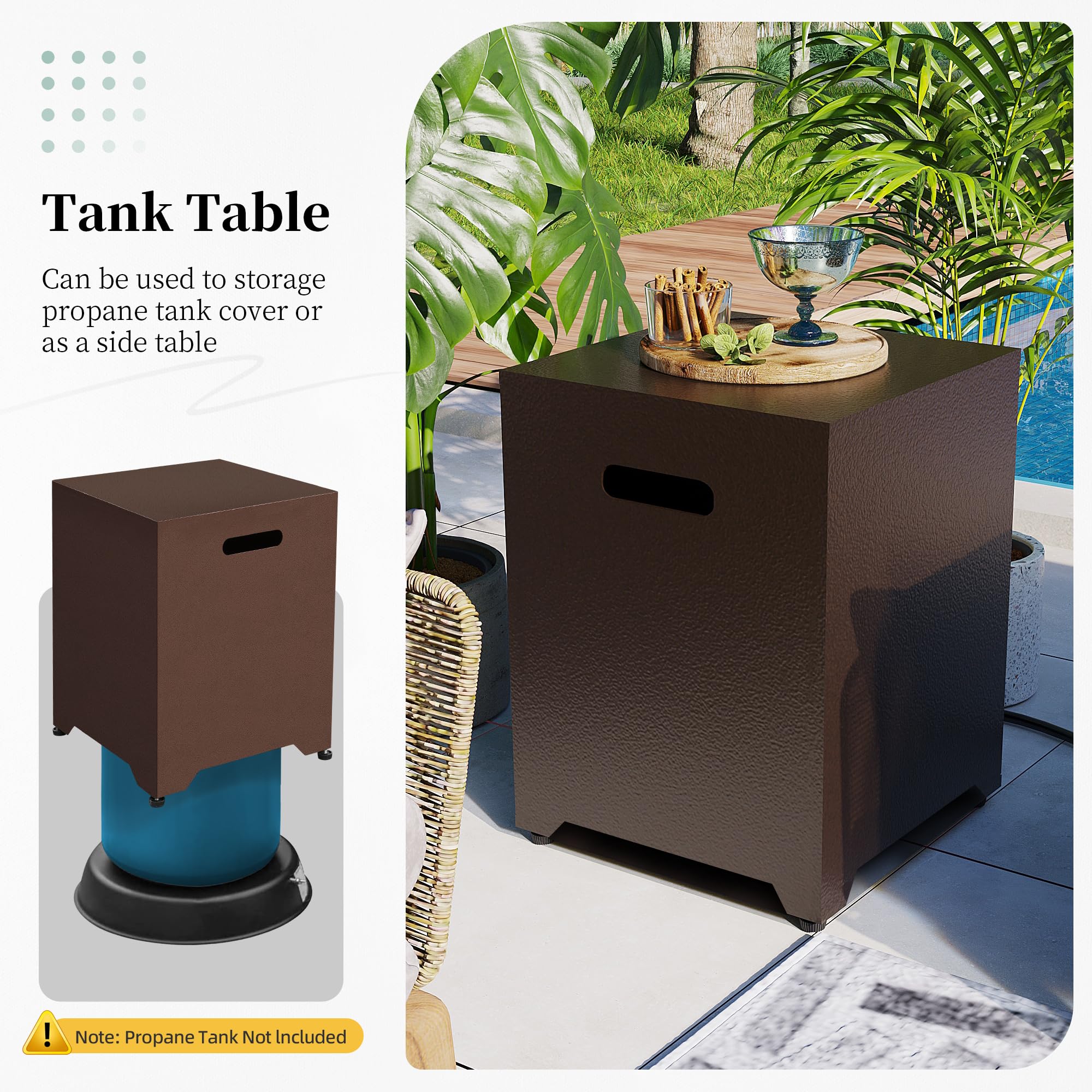 UPHA Propane Tank Cover Table - 20 Gallon Gas Tank Storage Box with Side Door Opening, Hideaway Outdoor Side Table for Patio, Deck, and Backyard (Brown)