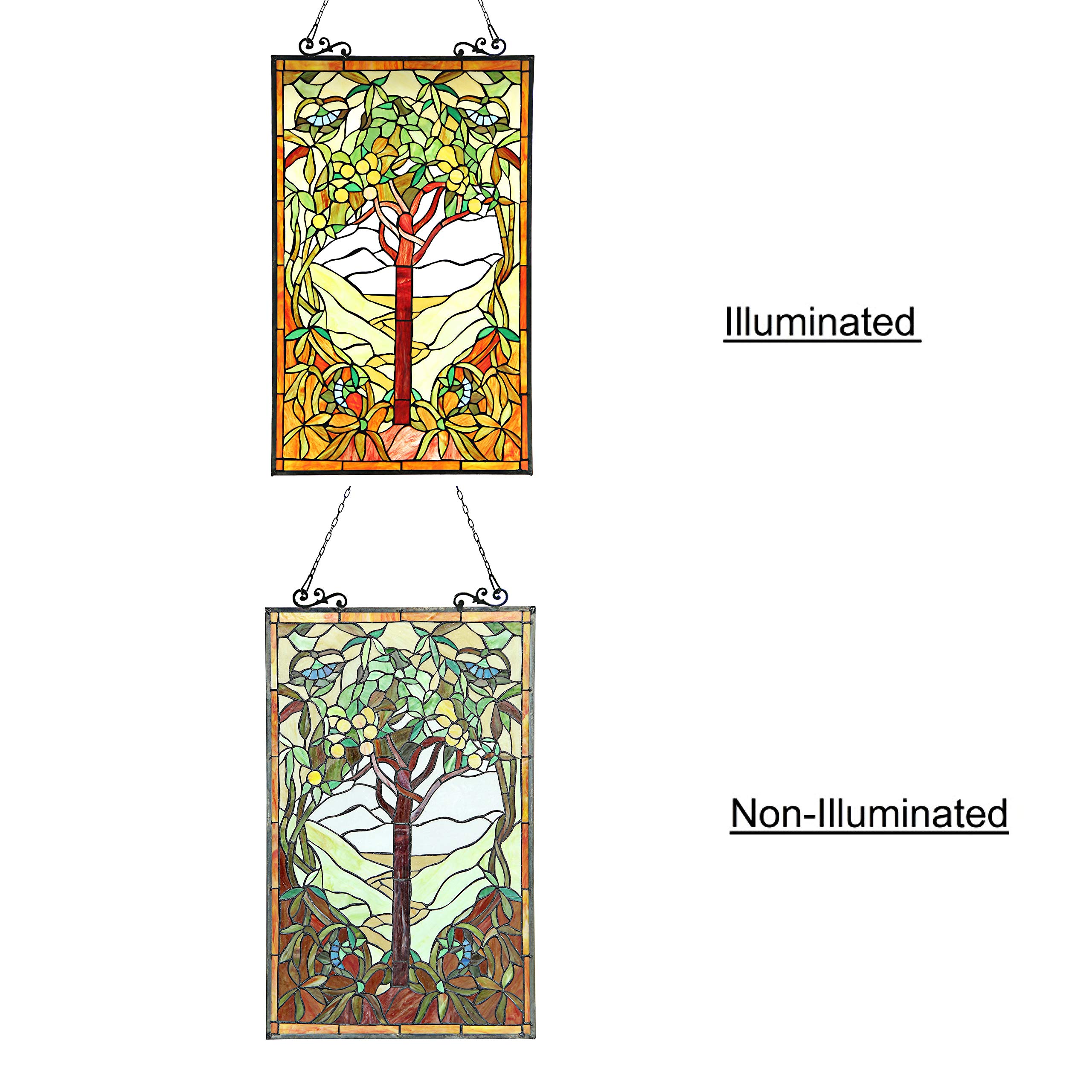 Tiffany Glass Fruits of Life Stained Glass Window Panel 20x32 Inch - Perfect for Church, Home Decor & Gift Giving
