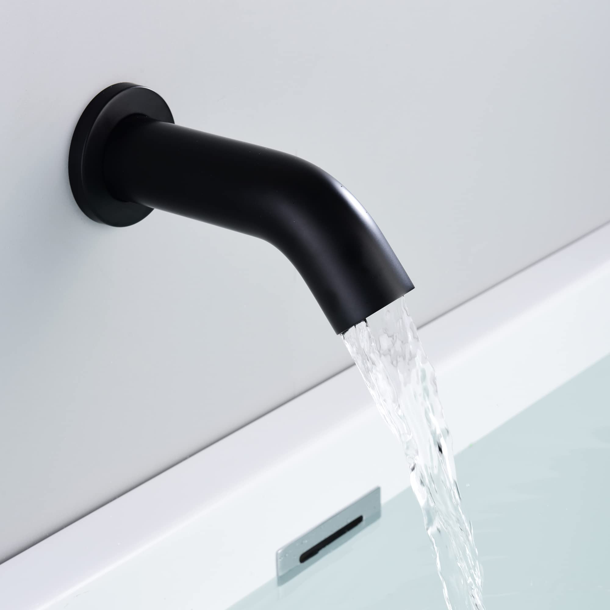 Sumerain Black Tub and Shower Trim Kit with Rough-in Valve - 8 Inch Rainfall Shower Head, Pressure Balance Cartridge & Tub Spout for Bathroom Remodeling and Luxury Shower Experience