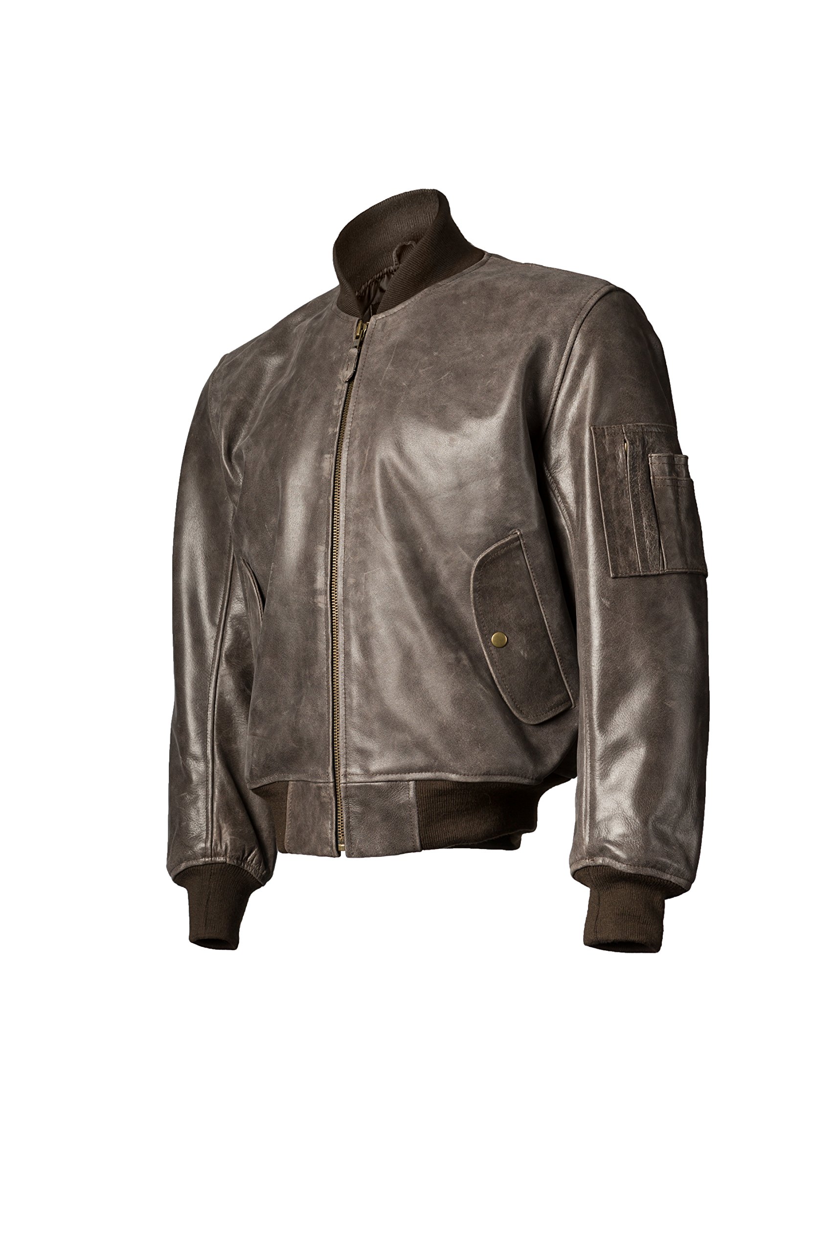 Men's MA-1 Leather Flight Bomber Jacket - Genuine Brown Leather Aviator Jacket for Men | Stylish Outerwear for Casual Wear, Motorcycle Riding & Outdoor Adventures