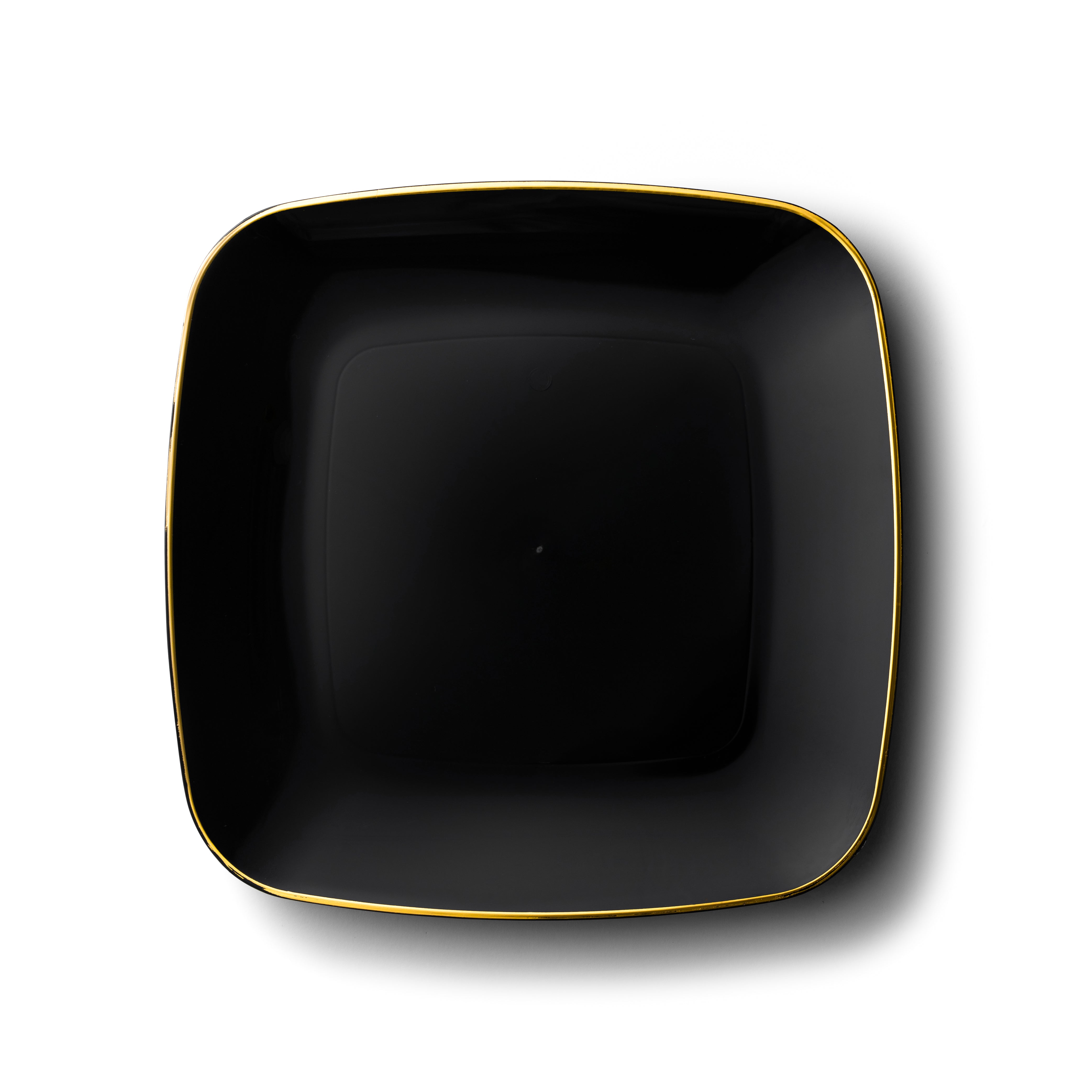 Black and Gold Rim Square Plastic Plates - 10 Pack Classic Dinnerware Set for Parties, Weddings & Events - Elegant Disposable Plates for Catering, BBQs & Special Occasions