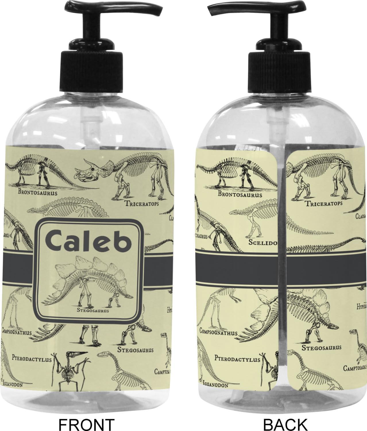 Dinosaur Skeleton Plastic Soap Dispenser & Lotion Pump - 16oz Large Capacity - Black Bathroom Decor - Perfect for Kids' Bathroom, Dinosaur Theme Party, and Unique Home Decor