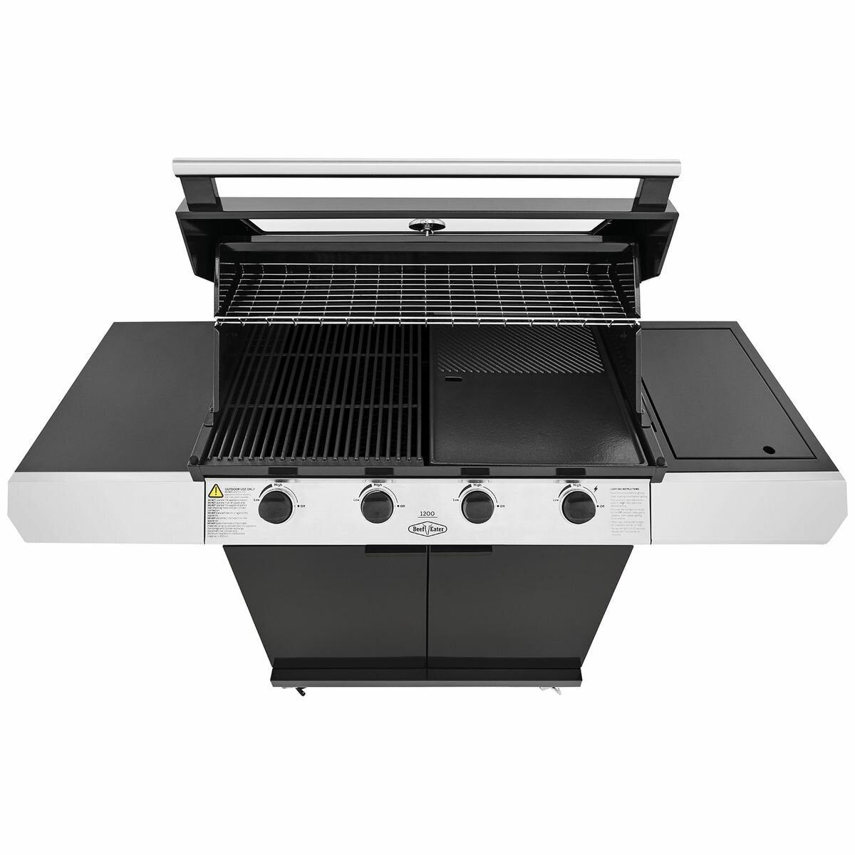 Beefeater 1200 Series 4-Burner LPG Gas Grill with Side Burner & Rolling Cart - BMG1241BB | Outdoor Cooking, Backyard BBQ, Patio Entertaining