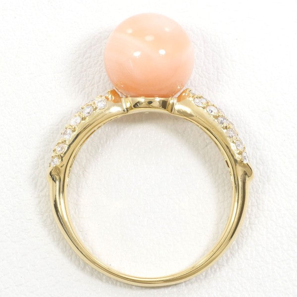 18K Yellow Gold Coral Diamond Ring for Women - Elegant Handmade Jewelry for Weddings, Anniversaries & Special Occasions