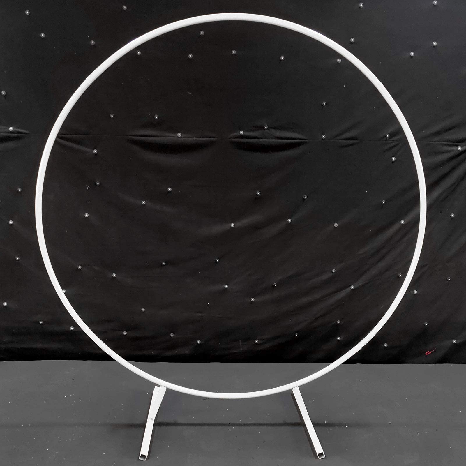 TFCFL 2m Circle Metal Wrought Iron Wedding Arch Backdrop Stand with Grid Round Frame - Perfect for Wedding Decor, Party Venue, Garden Plant Display, and Mall Flower Arrangement (White)