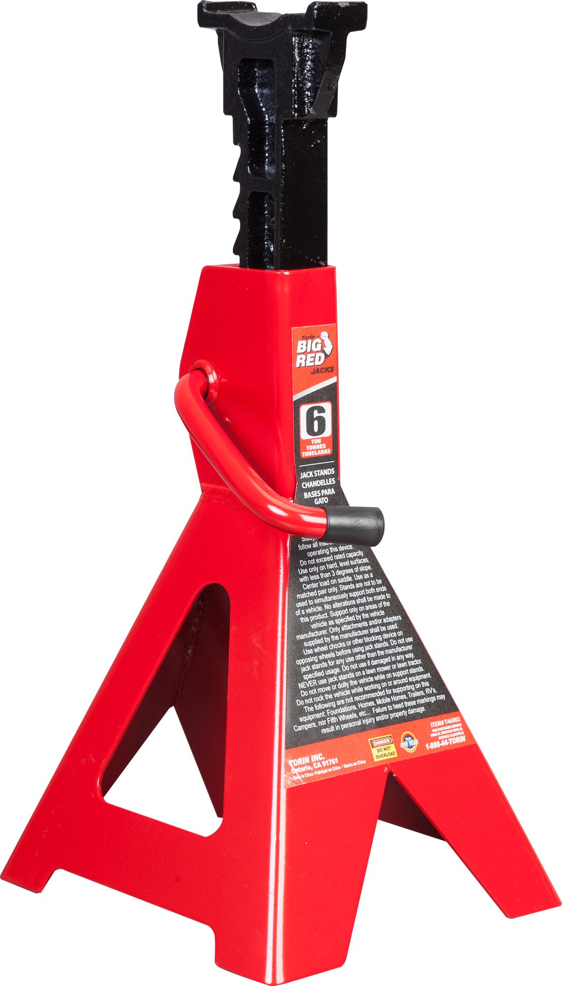 Torin T46202 6 Ton (12,000 lb) Capacity Steel Jack Stands - Heavy Duty Red Car Jack Stands for Vehicle Support, Auto Repair & Maintenance - 1 Pair