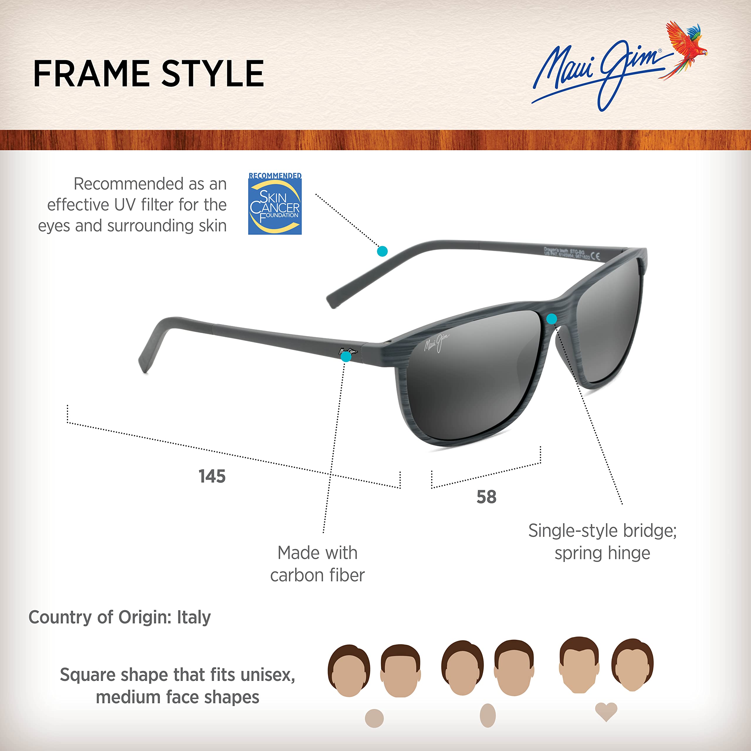 Maui Jim Lele Kawa Polarized Classic Sunglasses for Men & Women - UV Protection, Anti-Glare, Lightweight - Perfect for Beach, Driving & Outdoor Activities