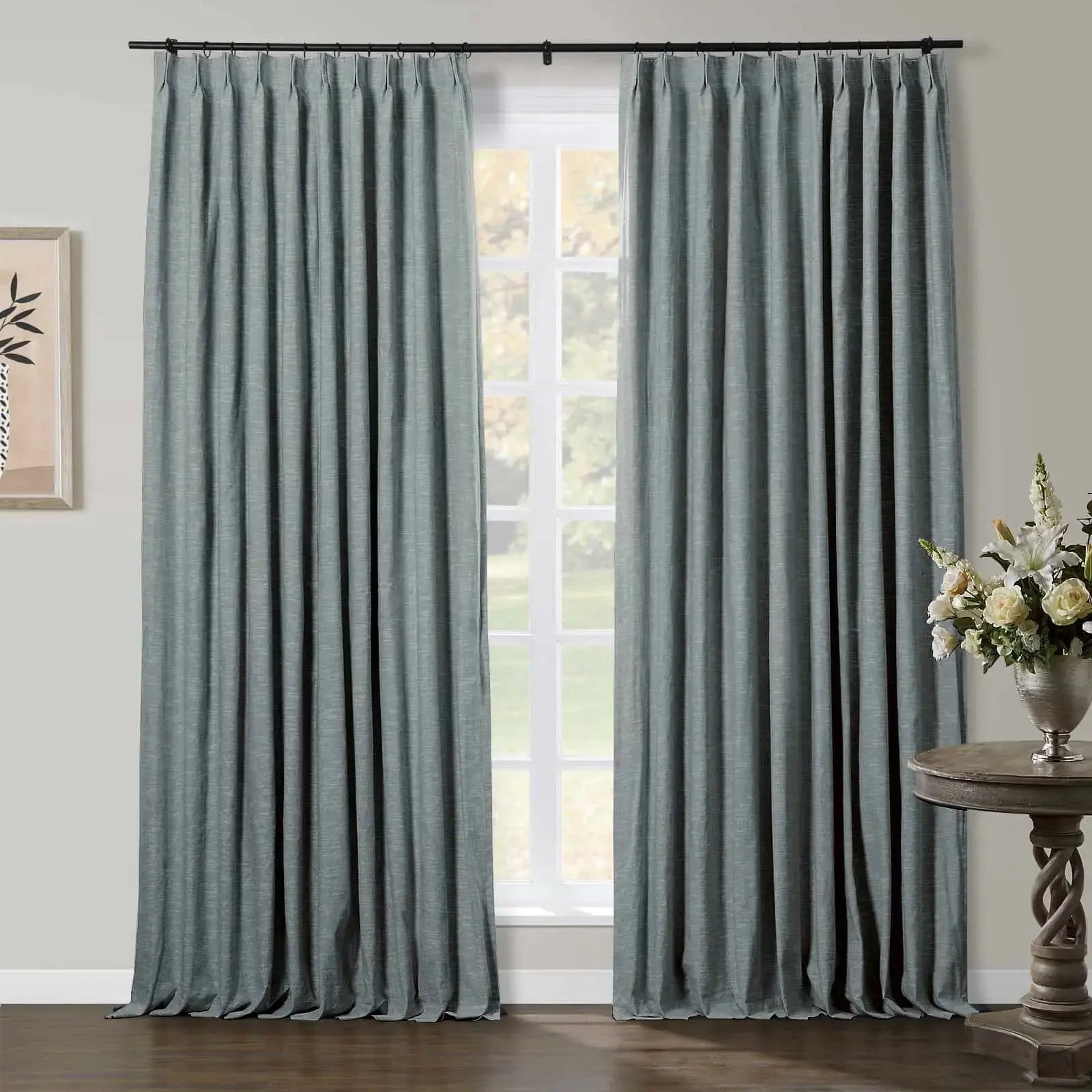Luxury Linen Cotton Pleated Curtains - Blackout Drapes for Living Room & Bedroom - Elegant Home Decor Window Treatments