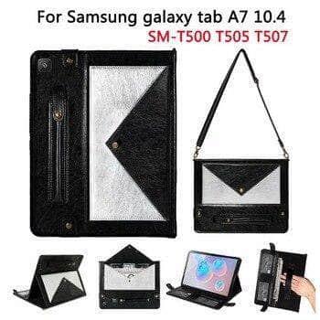 Premium Leather Case for Samsung Galaxy Tab A7 10.4 (2020) T500/T505 - Slim Protective Cover with Hand Strap & Adjustable Stand - Perfect for Work, Travel & Home Use
