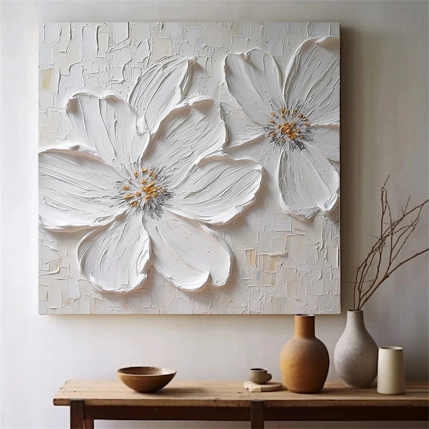 Beautiful Flower and Tree Painting #FT141 - Handmade Canvas Art for Home Decor, Living Room, Bedroom & Office Wall
