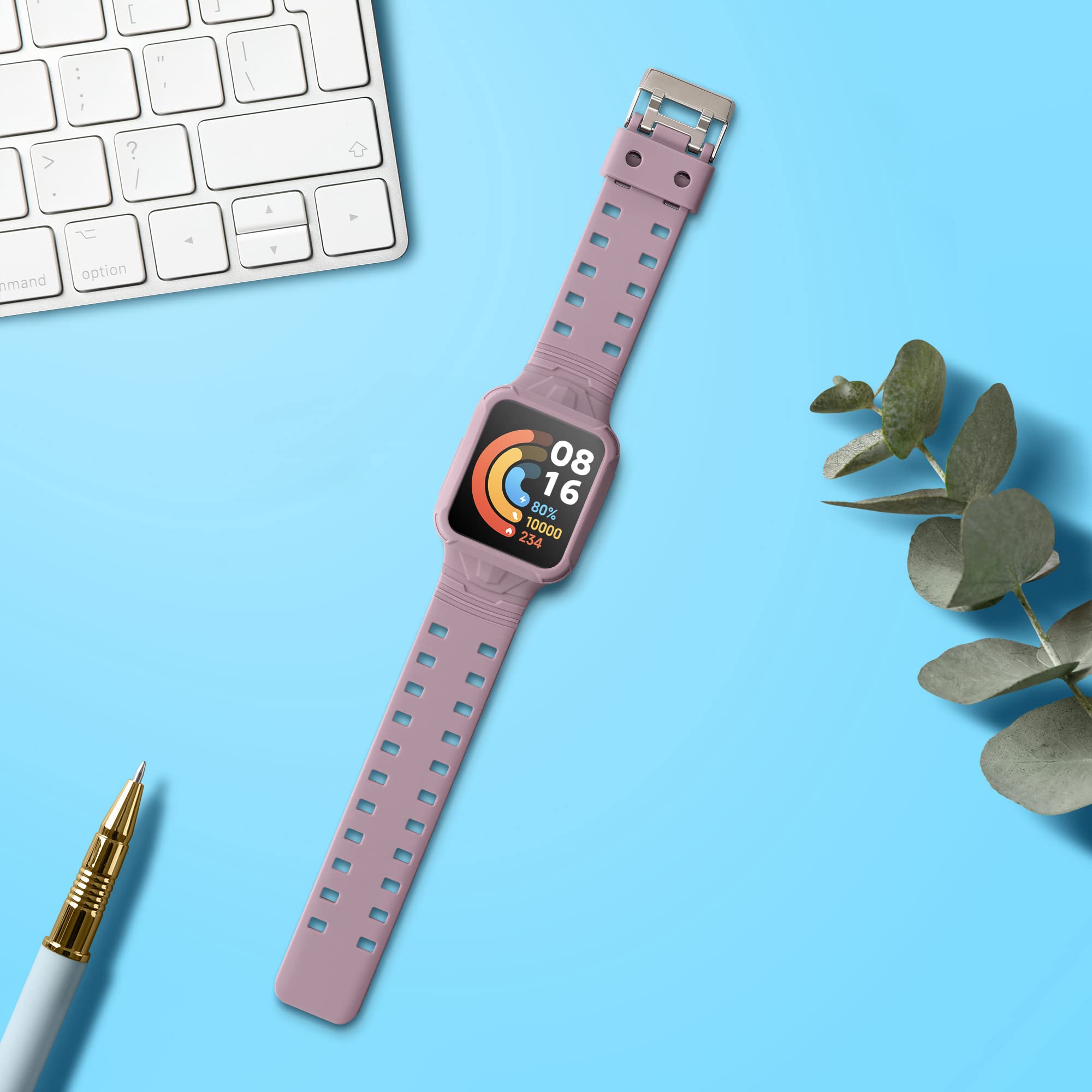 kwmobile Purple Cloud Silicone Watch Band - Compatible with Xiaomi Mi Watch Lite & Redmi Watch - Modern Waterproof Adjustable Durable Strap for Sports, Running, Swimming & Daily Wear