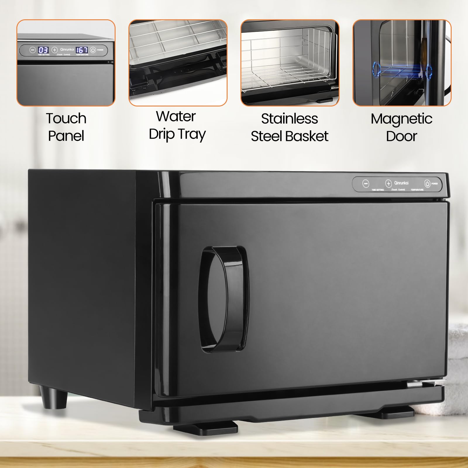 8L Digital Hot Towel Warmer Cabinet - Electric Spa Towel Heater for Home, Salon & Massage - Fast Heating Black Towel Caddy (Perfect for Facial Treatments, Hair Styling & Relaxation Therapy)
