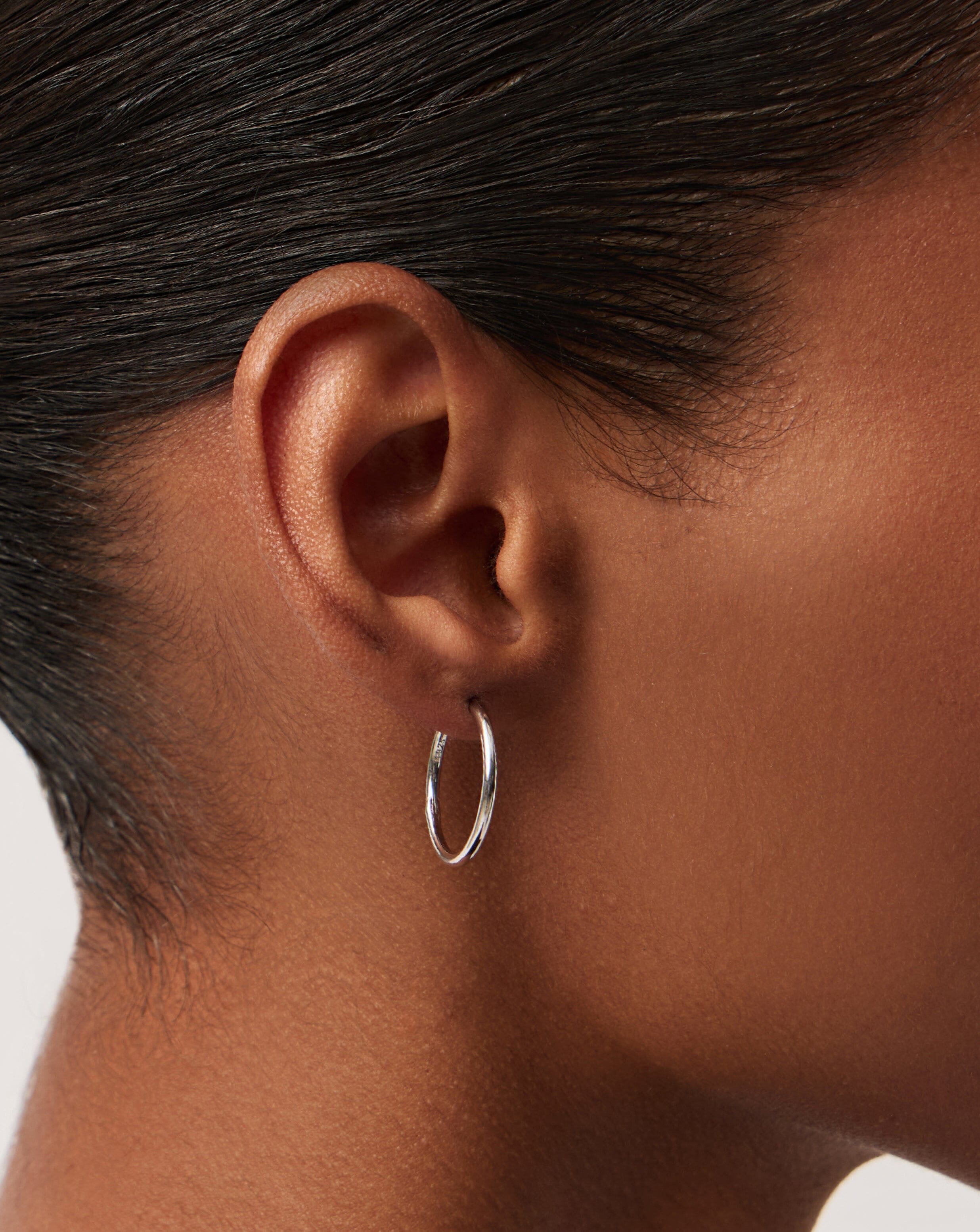 Classic Small Hoop Earrings - Rhodium Plated Recycled Sterling Silver Jewelry for Women | Perfect for Everyday Wear, Office & Date Night