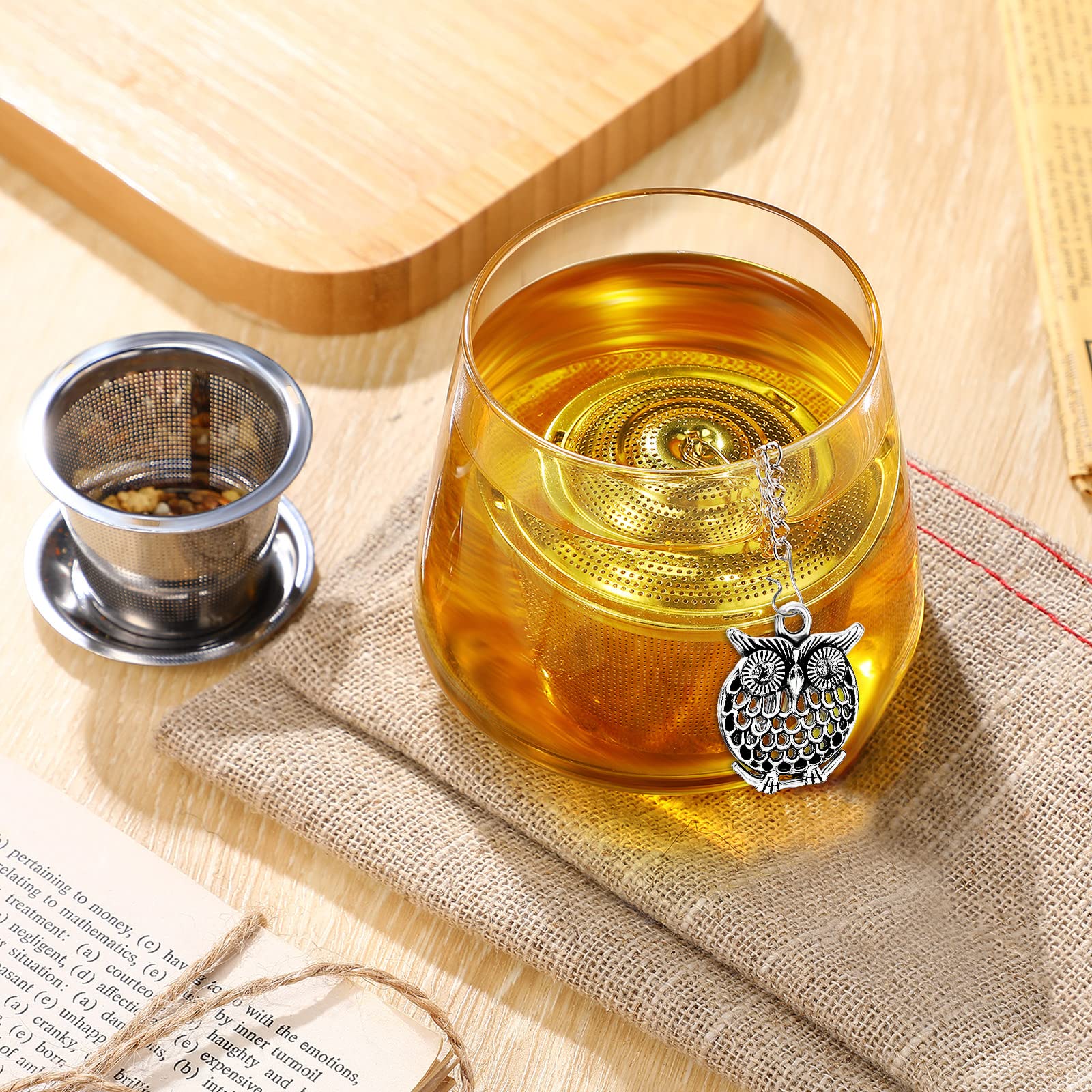 Premium 3-Piece Stainless Steel Loose Leaf Tea Infuser Set with Drip Trays & Hanging Pendant - Fine Mesh Tea Ball Strainer for Perfect Brewing - Ideal for Home, Office & Travel (Insect Design)