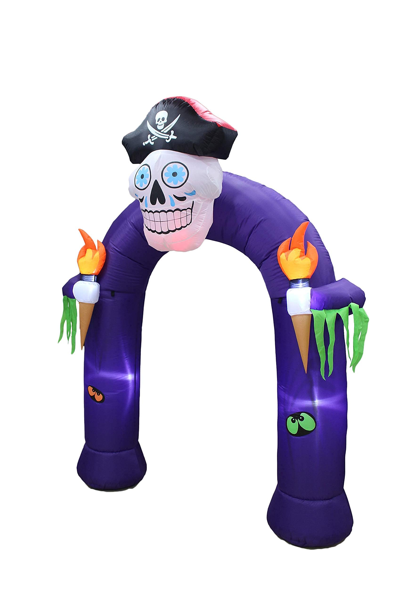 Halloween Party Decorations Bundle - 8FT Inflatable Pirate Skull Arch with LED Lights & 11FT Inflatable Dragon Pirate Ship with Skeletons | Spooky Outdoor Yard Decor for Halloween Night, Haunted House Parties, Trick or Treat Events