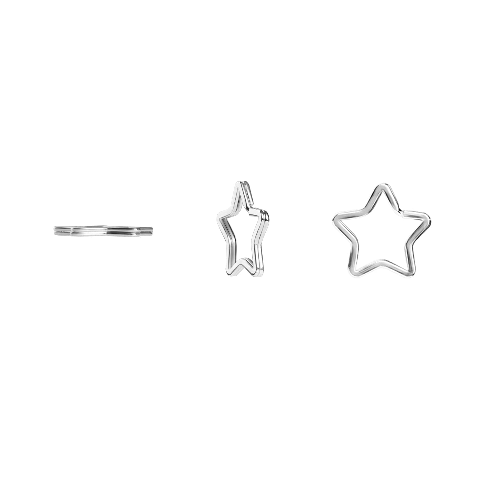 12pcs Star Keychains - Silver Metal Key Rings for Home, Car & Office