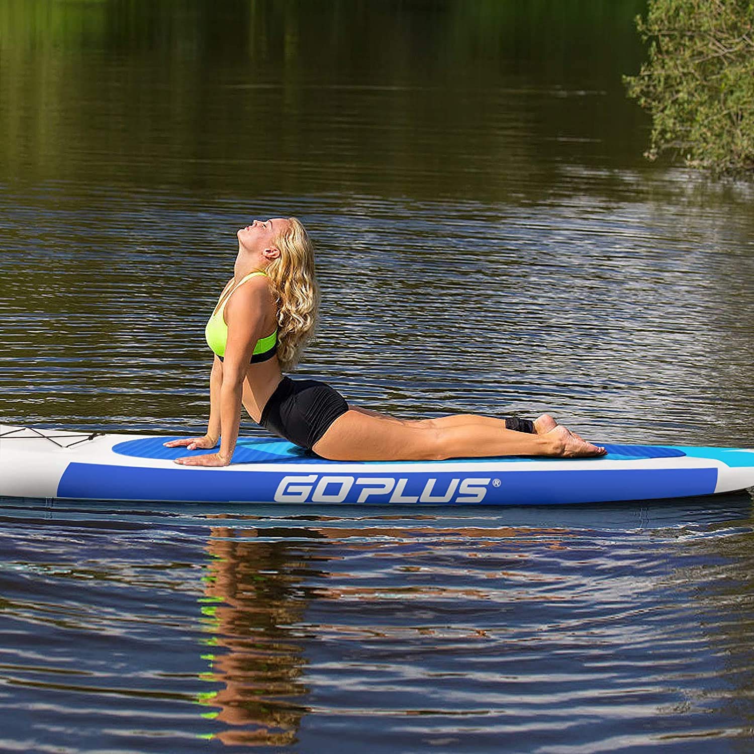 Goplus Inflatable Stand Up Paddle Board (10FT/10.5FT/11FT) - Premium SUP with Complete Accessory Pack Including Adjustable Paddle, Carry Bag, Bottom Fin, Hand Pump, Leash & Repair Kit - Perfect for Ocean, Lake & River Paddling Adventures