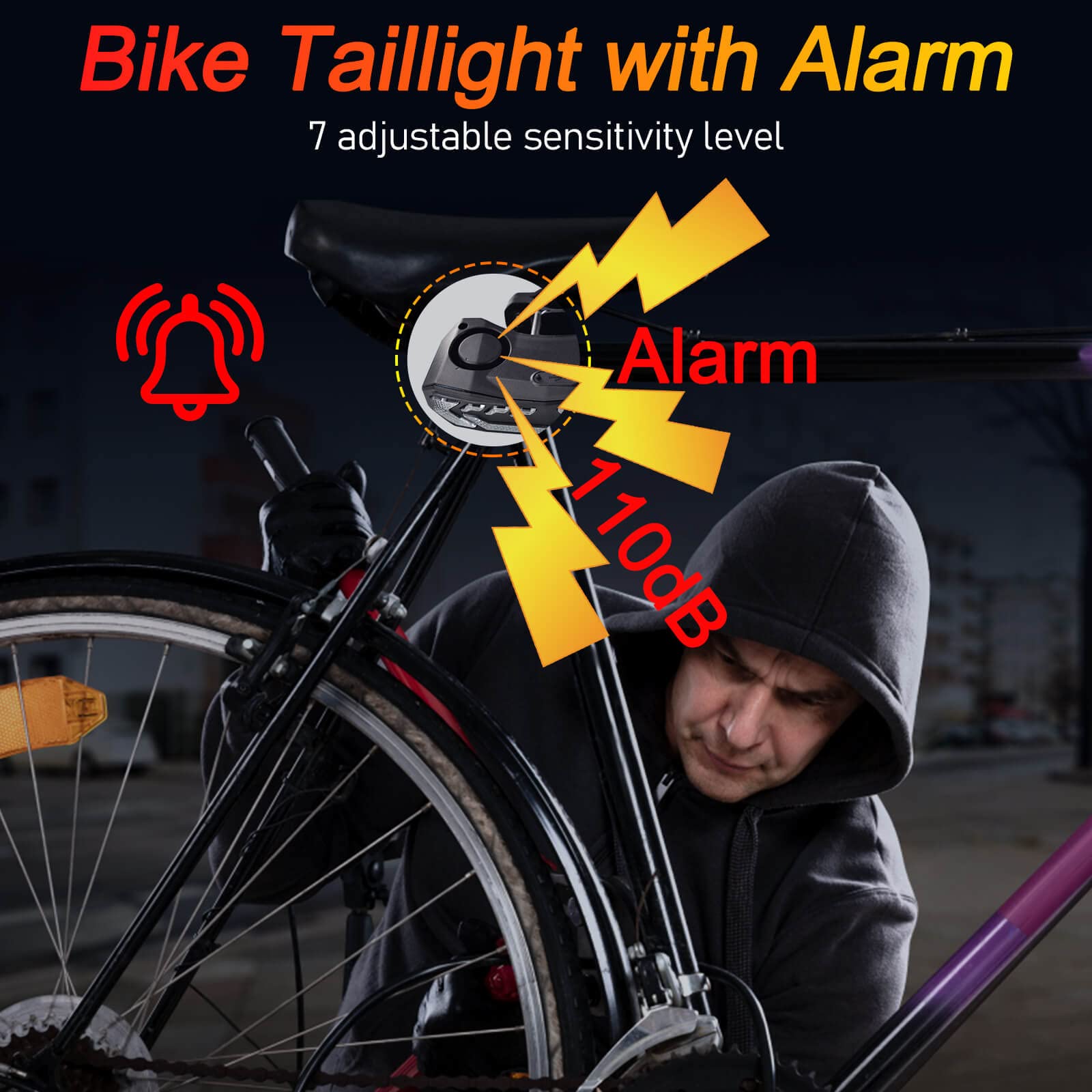 10 Pack Smart Bike Tail Light with Turn Signals - Wireless Remote Control, USB Rechargeable, Auto Brake Light & Anti-Theft Function - Perfect for Night Cycling, Commuting & Road Safety (Black)