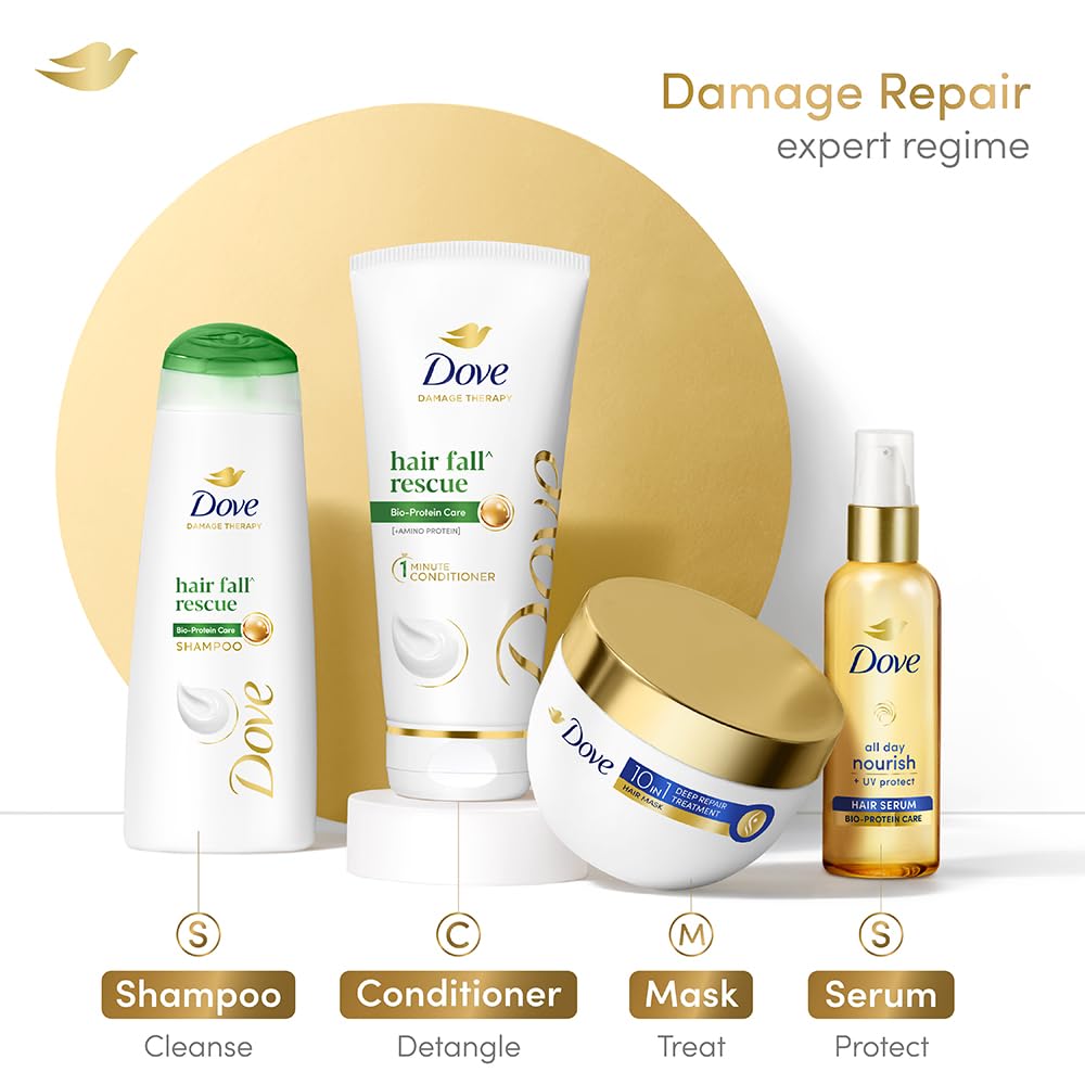 Dove Hair Fall Rescue 1-Minute Conditioner with Bio-Protein & Amino Protein for Weak & Breakage-Prone Hair | 72-Hour Strengthening & Detangling | 175ml | Perfect for Daily Use & Damaged Hair Recovery