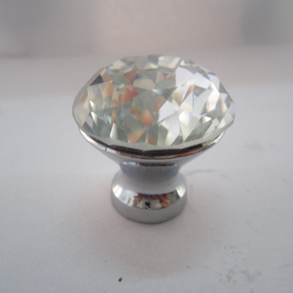 30mm Clear Crystal Glass Door Knobs - Pack of 5 | Dresser Cabinet Drawer Pull Handles for Home Furniture & DIY Projects | Perfect for Bedroom, Bathroom, Kitchen Cabinets & Wardrobe Upgrades