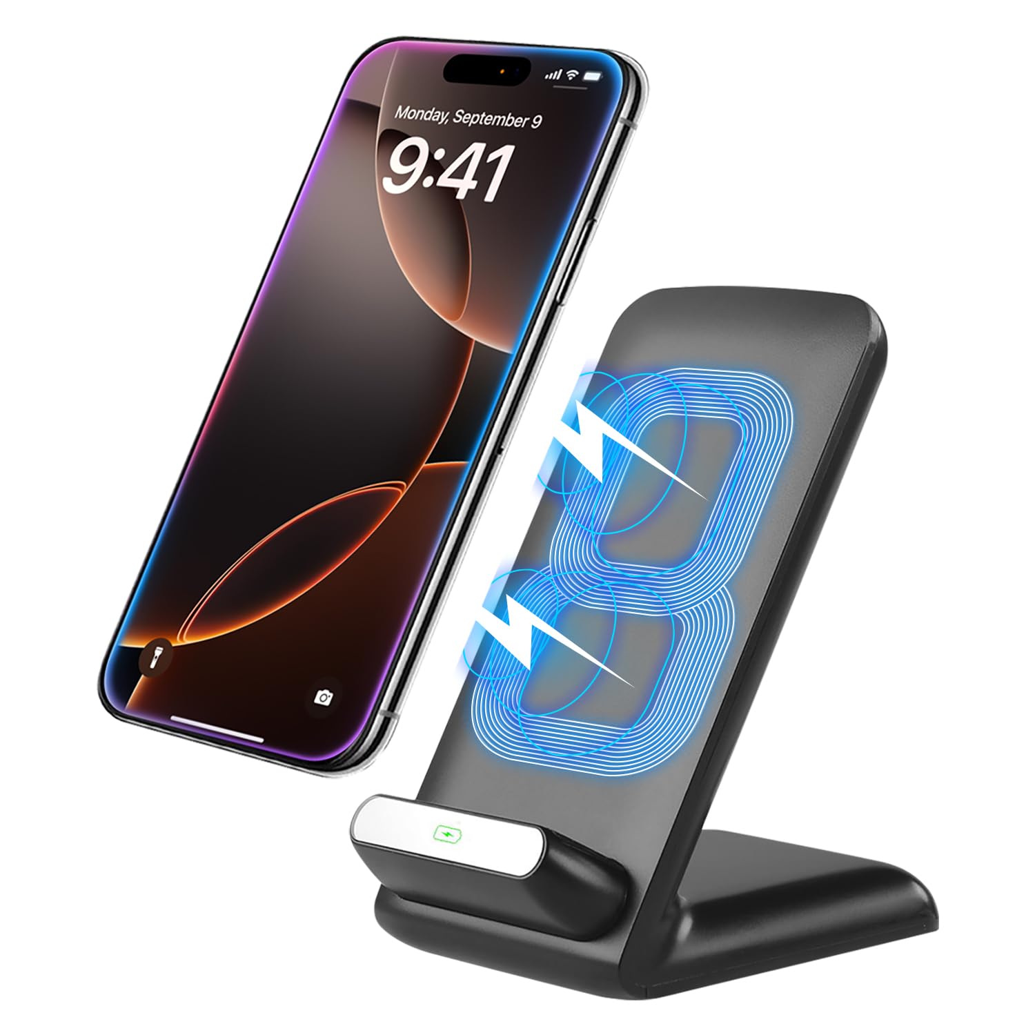 Cellet Ultra Slim Wireless Charger & Phone Stand - Fast Charging Qi-Certified Universal Charging Pad for iPhone, Samsung, Galaxy - Perfect for Home, Office & Travel