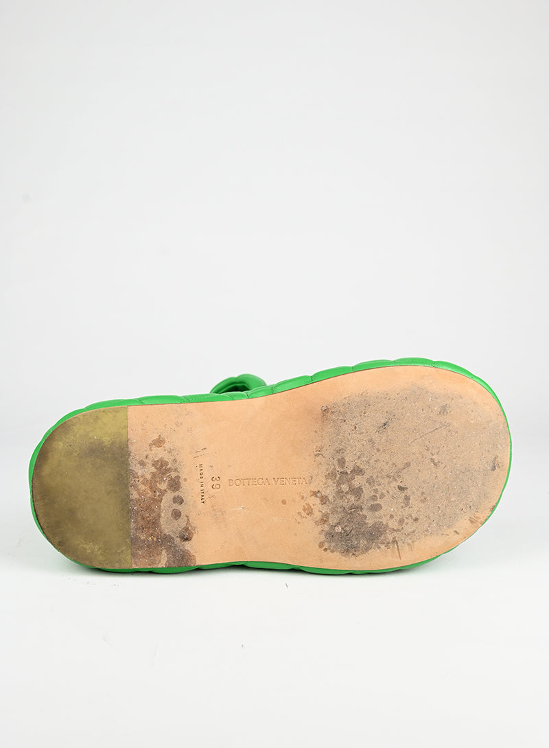Bottega Veneta Green Leather Sandals Women's Size 39 - Perfect for Summer Vacations & Beach Getaways