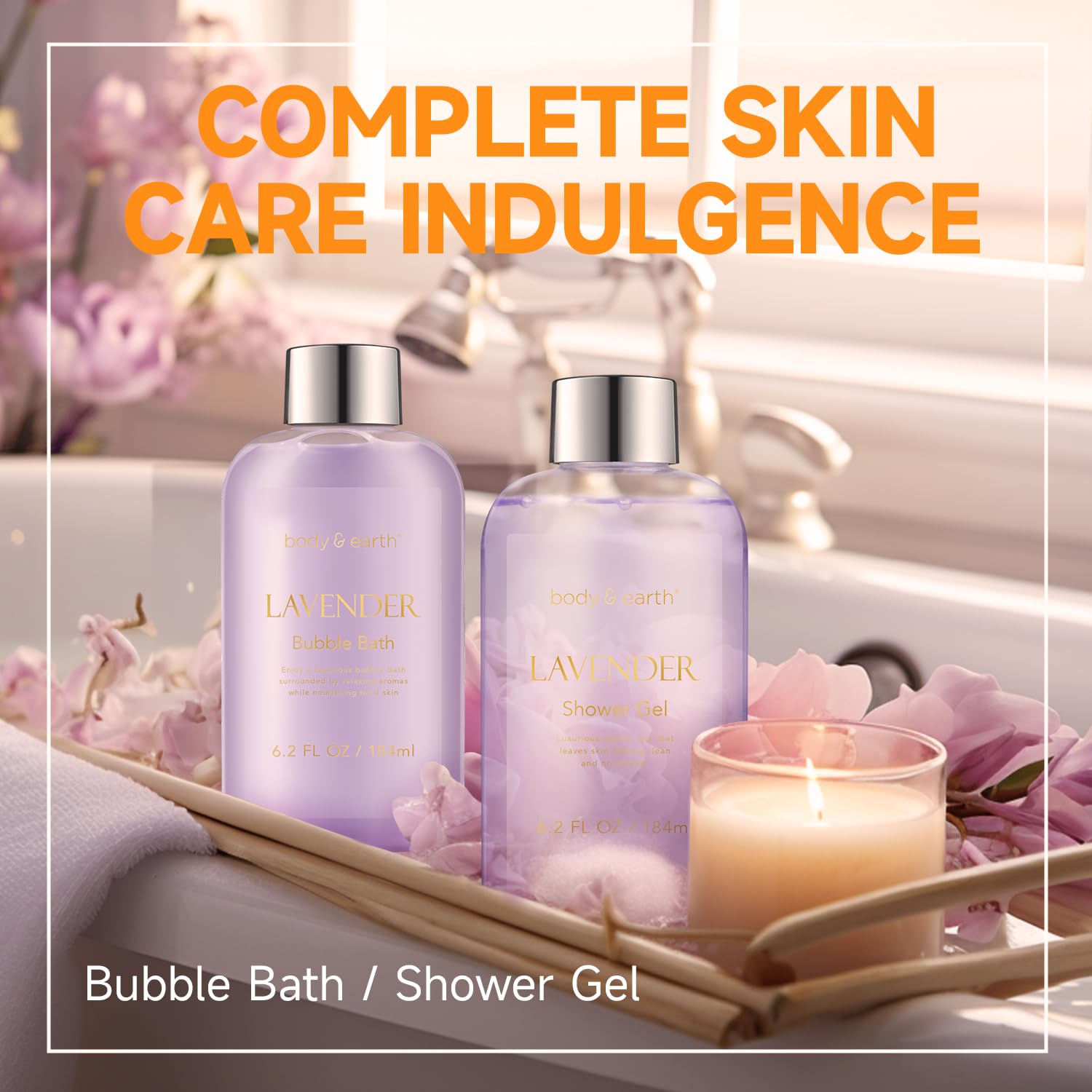 Luxury Lavender Spa Gift Set for Women - 6 Piece Relaxing Bath & Body Care Kit - Perfect Birthday, Christmas & Self Care Present - Ideal for Home Spa Nights & Stress Relief