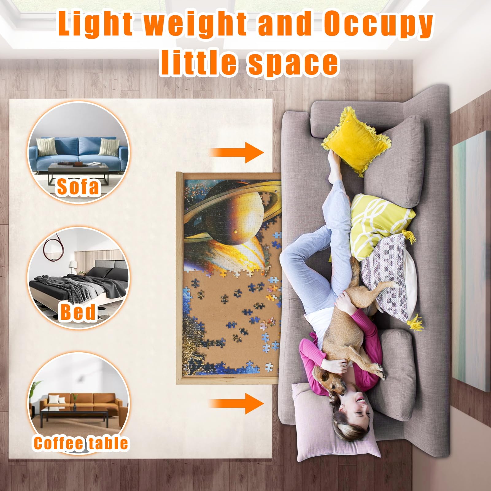 Nattork 1500 Piece Wooden Jigsaw Puzzle Board - 6 Drawers Storage, Rotating Puzzle Table with Cover, Portable Jigsaw Puzzle Table for Adults & Kids - Perfect for Family Game Nights, Travel, and Educational Activities