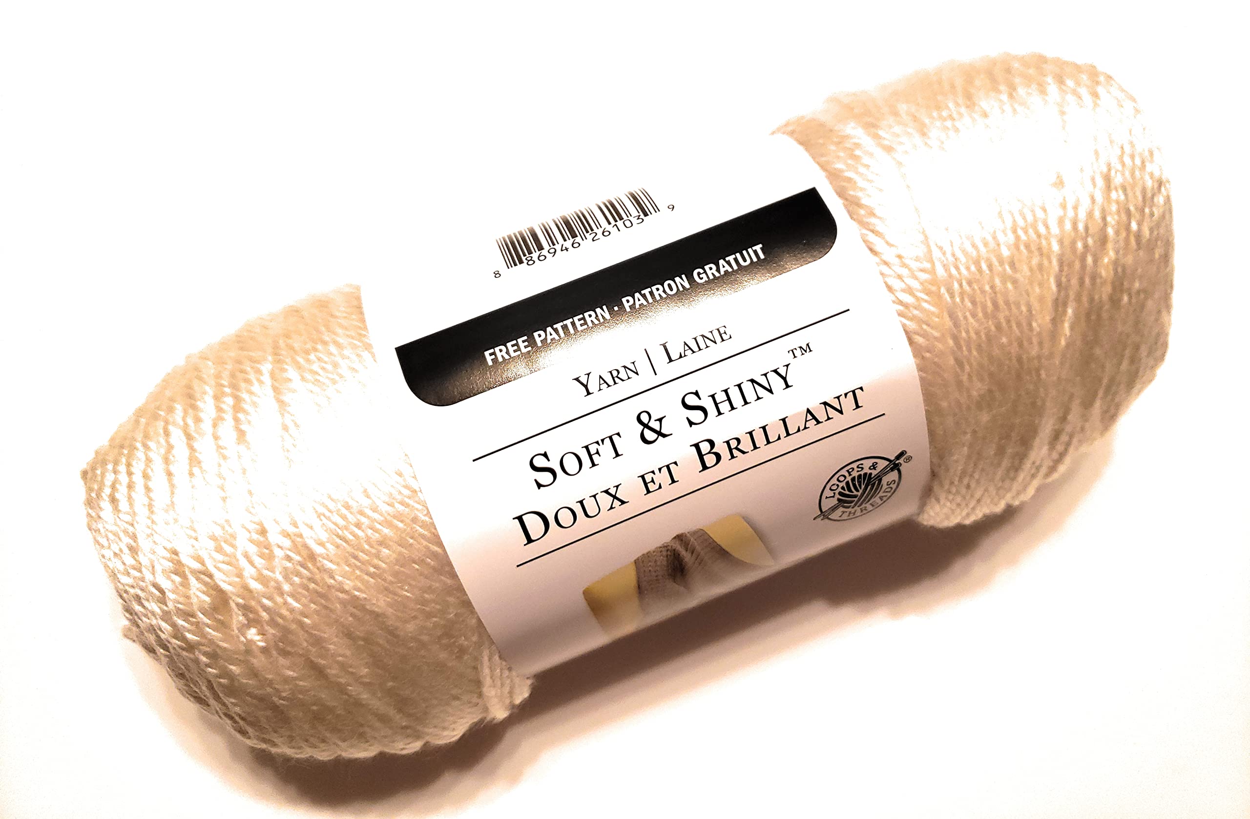 Loops & Threads Soft & Shiny Yarn - 6oz Cream Color Knitting & Crochet Yarn for DIY Crafts, Baby Blankets, and Scarves