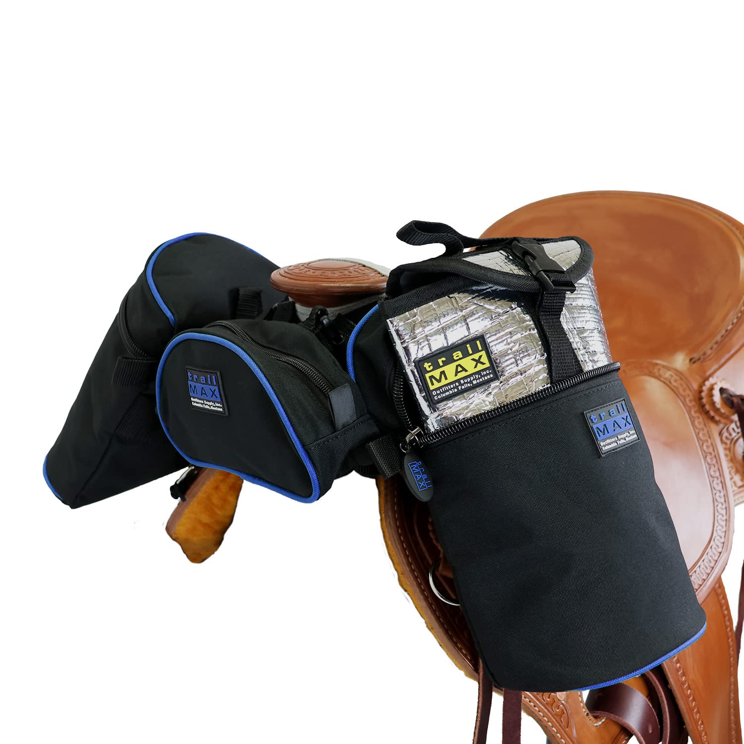 TrailMax Medium-Sized Saddle Horn Bag & Pommel Pocket Combo - Durable Trail Riding Saddle Bags Set (1 Horn Bag + 1 Pommel Pocket) for Western Horseback Riding, Camping & Outdoor Adventures