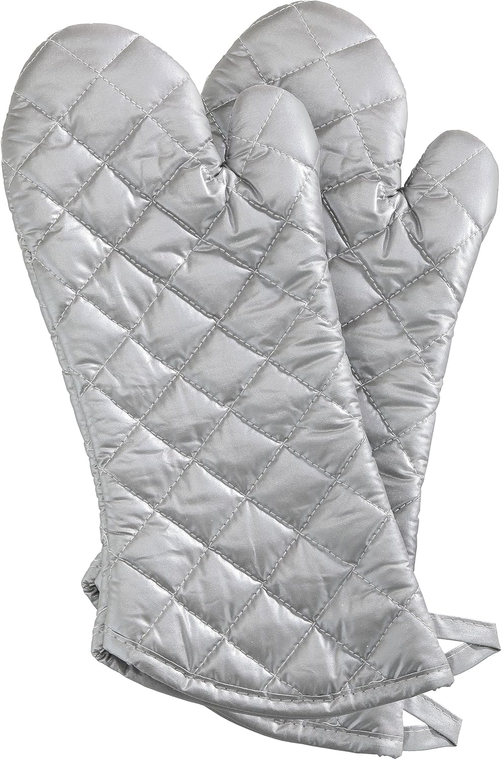 Premium Heat-Resistant Oven Mitts Set of 2 - 15-Inch Silver Interwoven Cloth & Silicone Gloves - Up to 400°F Protection for Baking, Grilling, Cooking - Ideal for Kitchen, BBQ & Food Service Use