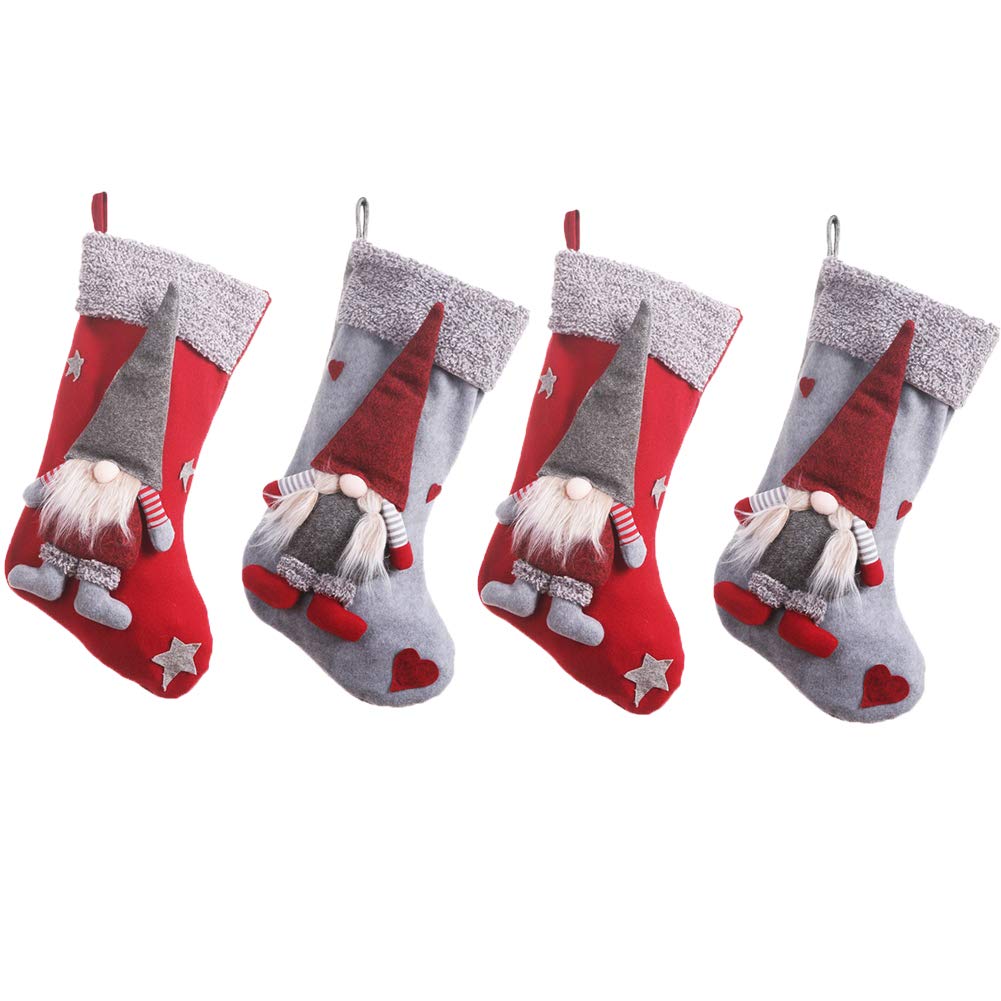UR MAX BEAUTY 4-Piece Christmas Stocking Set - Festive Fireplace & Tree Decorations for Holiday Home Decor, Xmas Party Supplies - Perfect for Mantel, Staircase & Gift Hanging