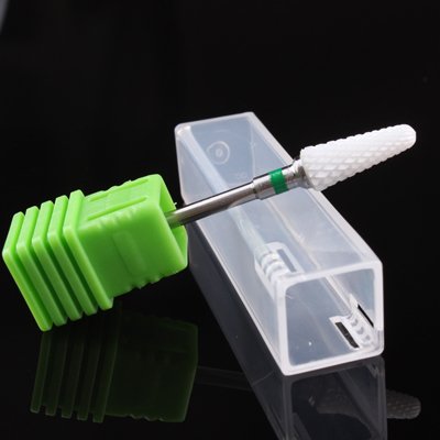 TocassJo Tapered Ceramic Nail Drill Bit - 6x14mm White Ceramic Cutters for Electric Manicure & Pedicure Machines - Professional Salon & Home Nail Care Tool for Acrylic, Gel, and Natural Nails