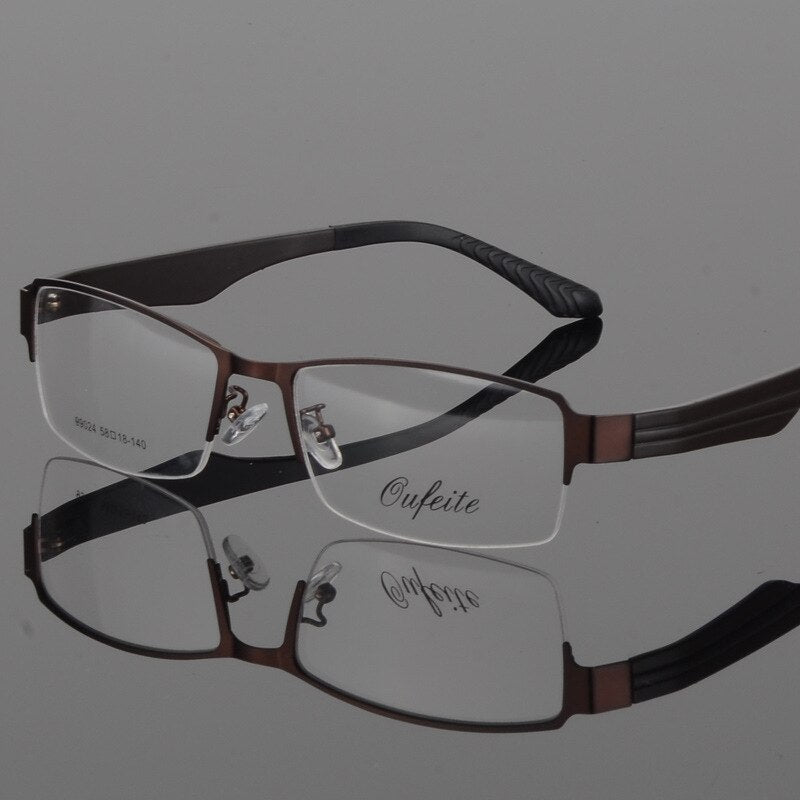 Bclear Men's Eyeglasses - Semi-Rimless Wide Frame Glasses with Alloy Frame (Model S99024) | Lightweight & Durable for Work, Reading & Everyday Use