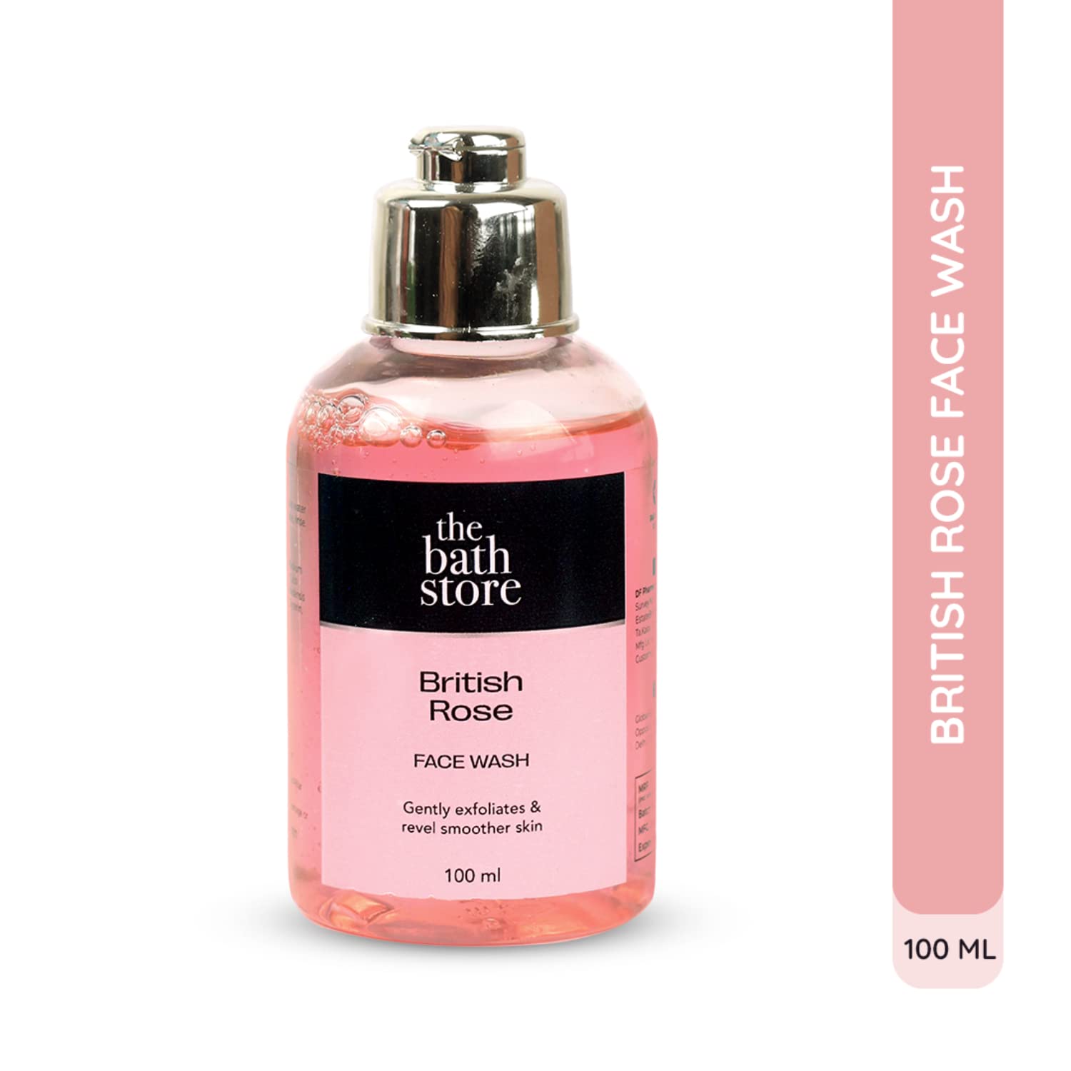 The Bath Store British Rose Face Wash for Women & Men - Gentle Cleanser for Dry, Oily & Acne-Prone Skin | Brightening & Tan Removal Facial Wash for Glowing Skin | 100ml | Perfect for Daily Skincare Routine & Travel