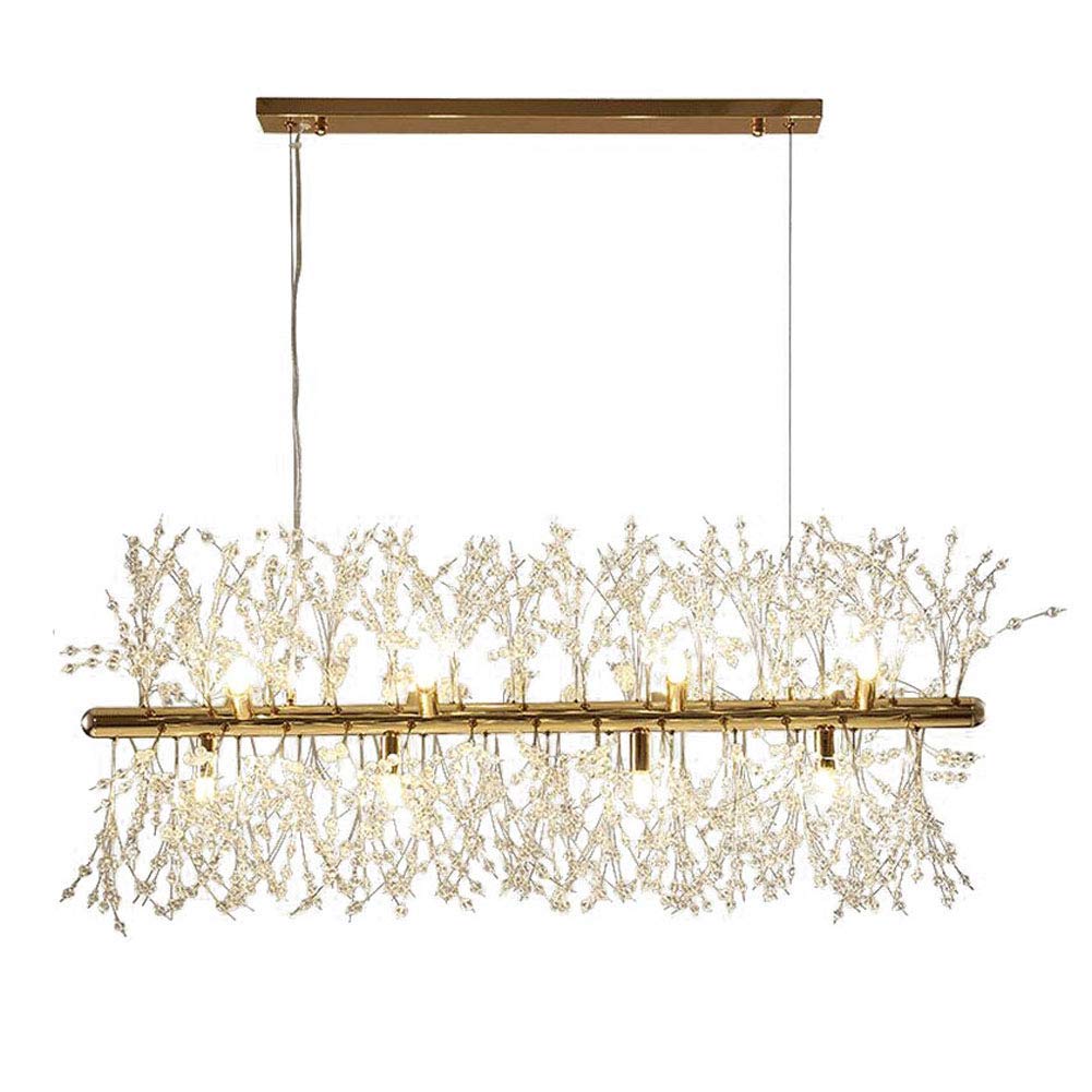 92Cm Modern Crystal Chandelier - 12-Light Gypsophila Pendant Ceiling Light with G9 Bulbs Included, Golden Finish for Dining Room, Living Room, and Bedroom Lighting Decor